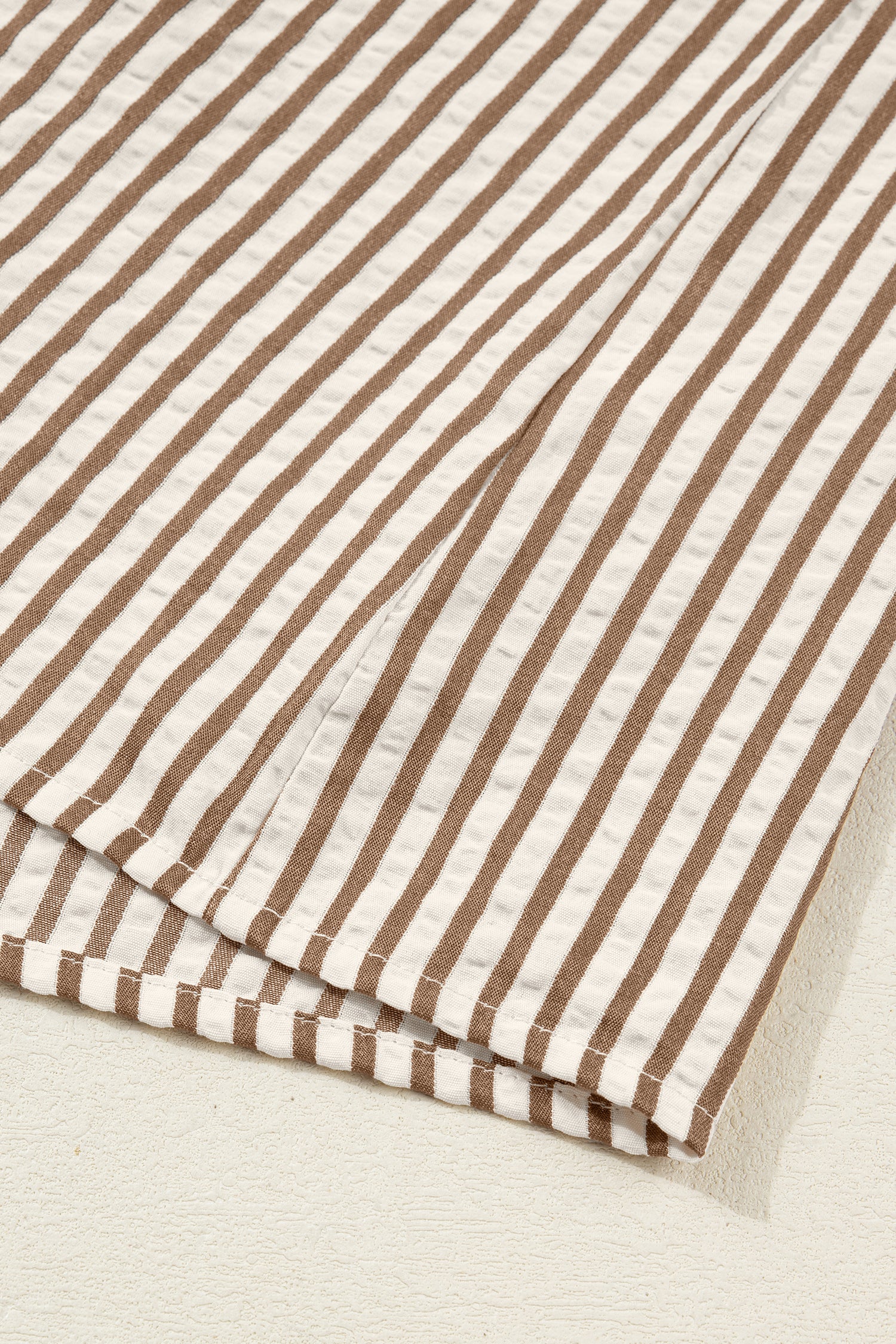 Brown Stripe Leopard Patchwork Long Sleeve Shirt
