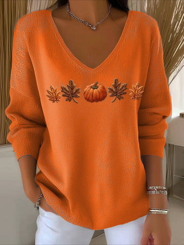 Women Floral Long Sleeve Comfy Casual Sweater Tee