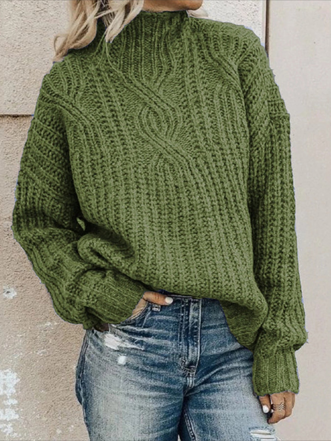 Plain Casual Balloon Sleeve Long Sleeve Sweater