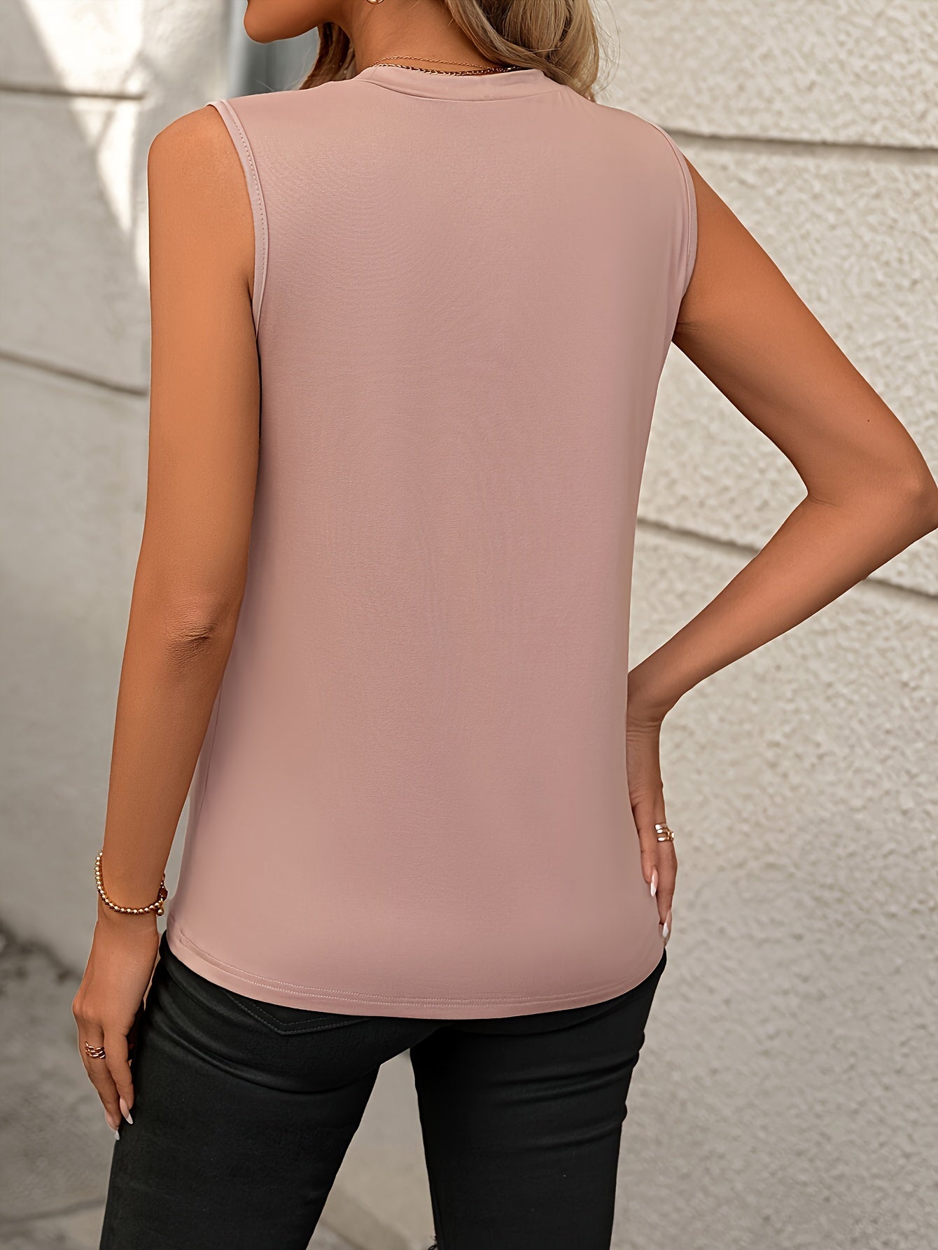 Solid Crew Neck Tank Top, Casual Sleeveless Top
