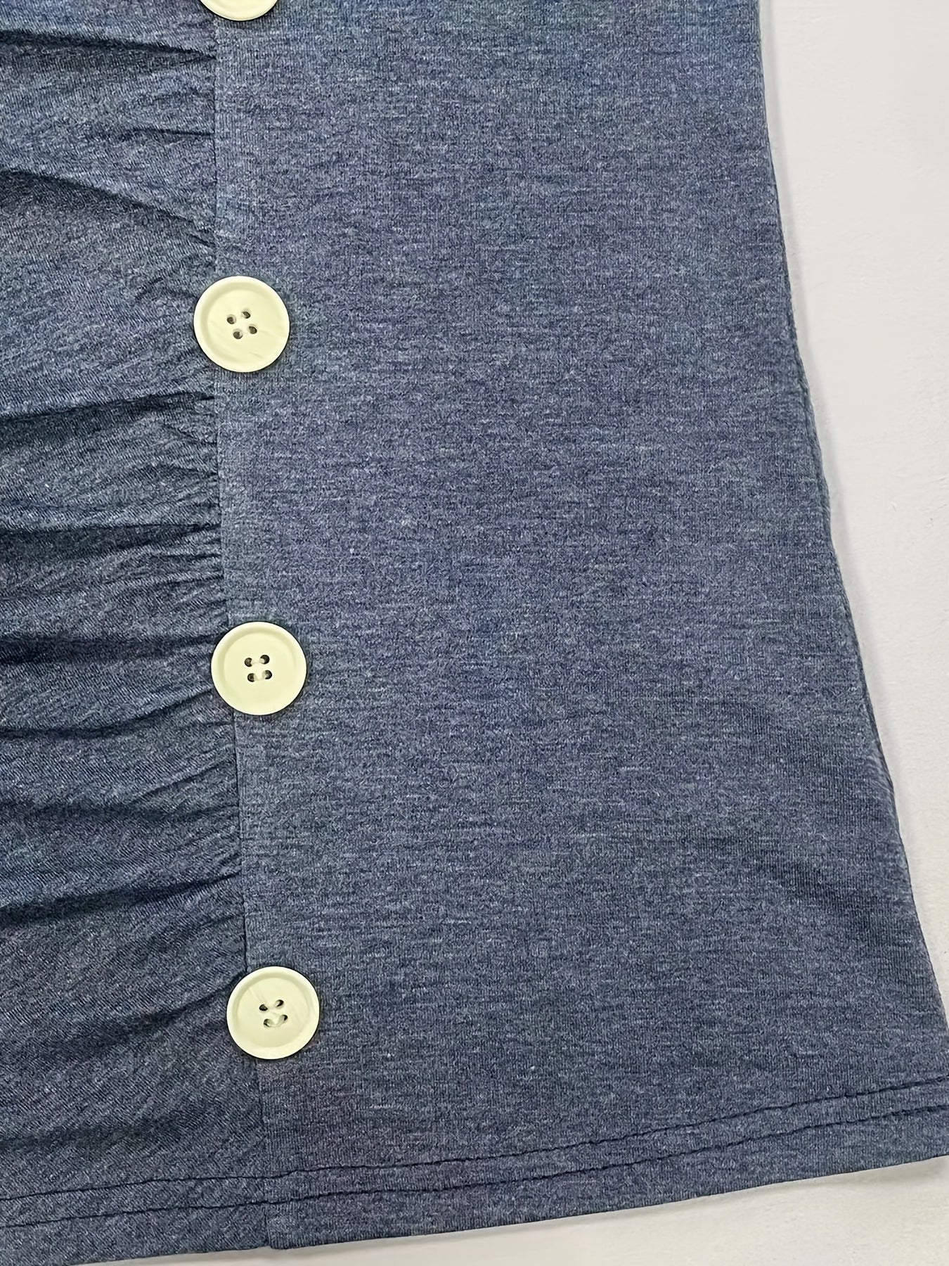 Button Decor Square T-Shirt, Casual Lace Stitching T-Shirt
