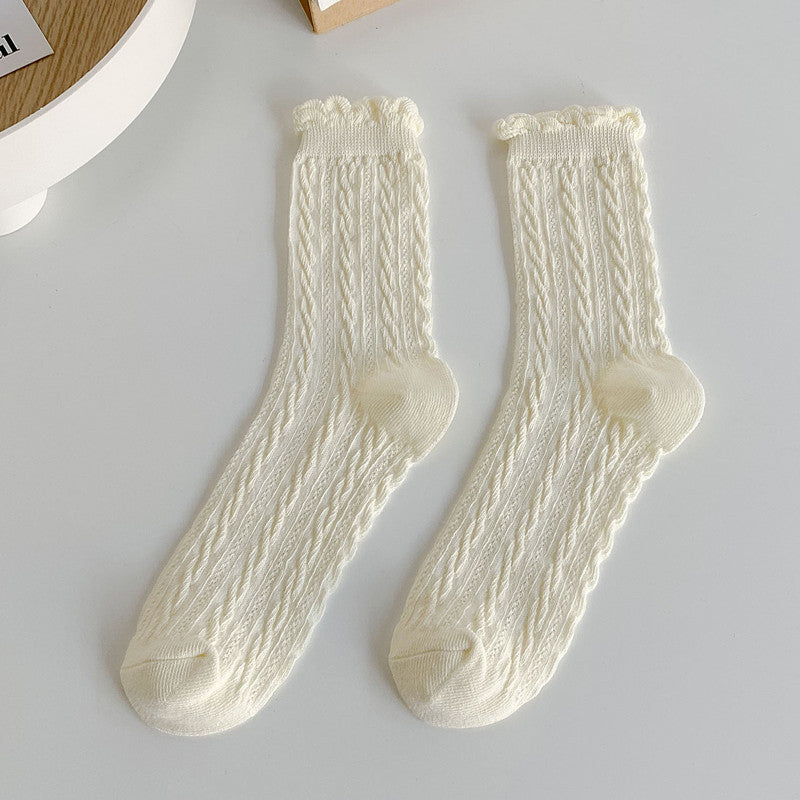 Free Gift Women's Twist Texture Mid Tube Socks