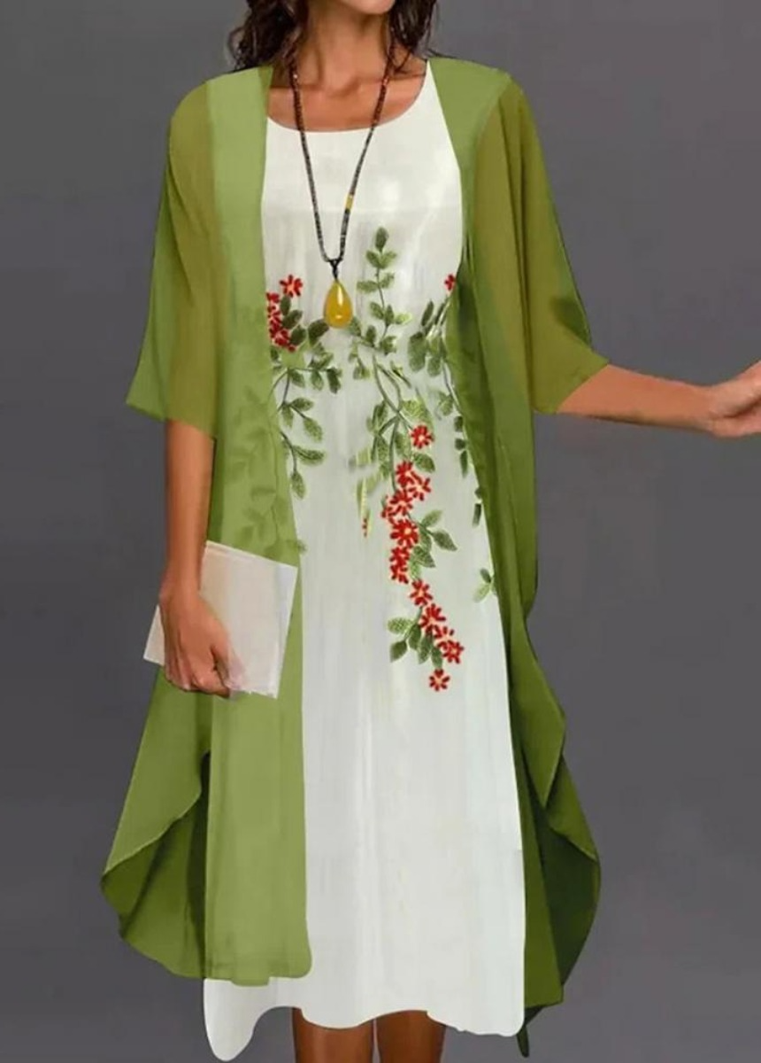 Women??s 2-piece Floral Print Dress Set with Loose Sleeveless Maxi Dress and Long Sleeve Cardigan Outwear.