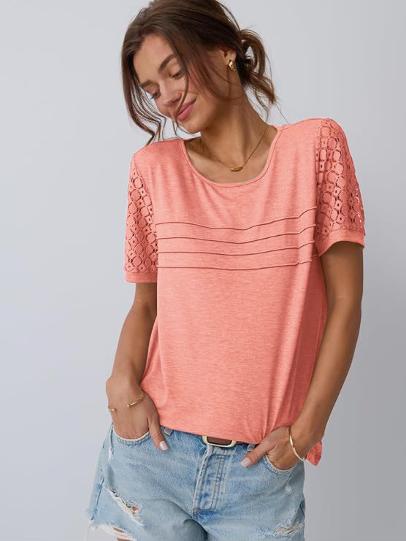 Skeleton Short Sleeve Shirts Lace Tops