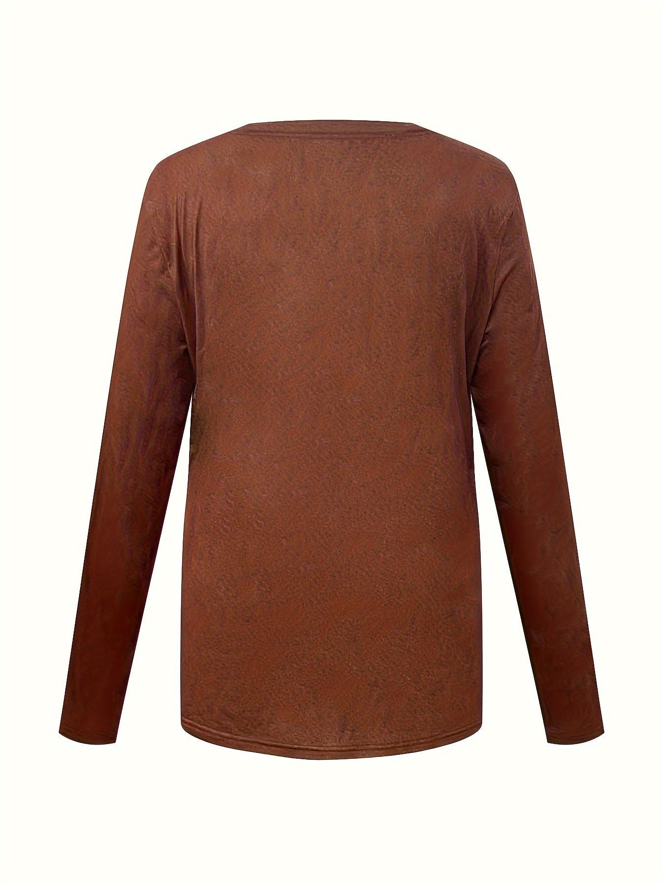 Solid Color T-Shirt, Casual Crew Neck Long Sleeve Top
