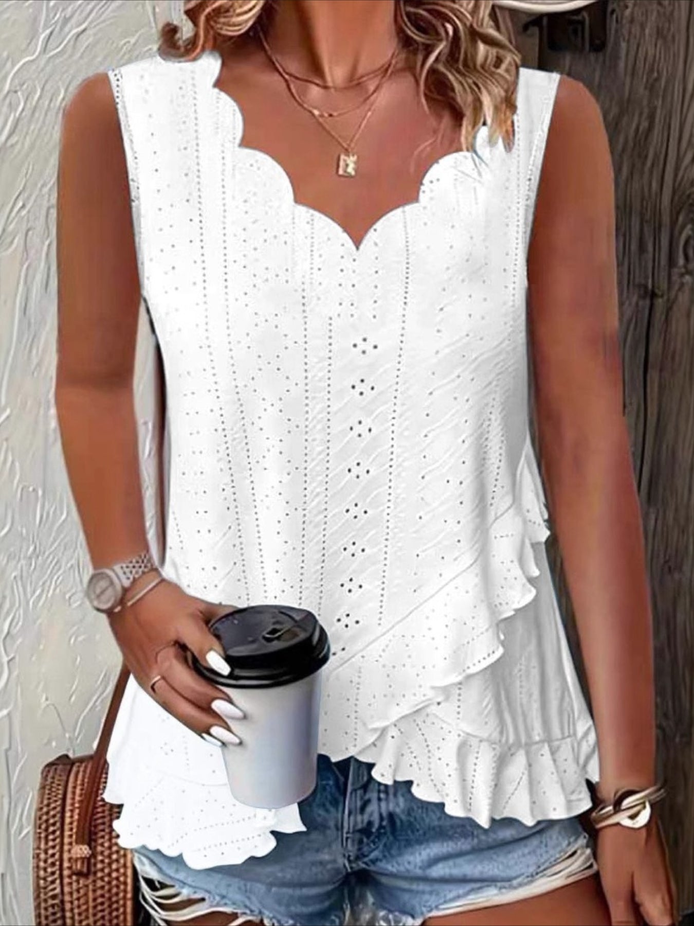 Plain Daily Casual Sleeveless V Neck Regular Tank Top