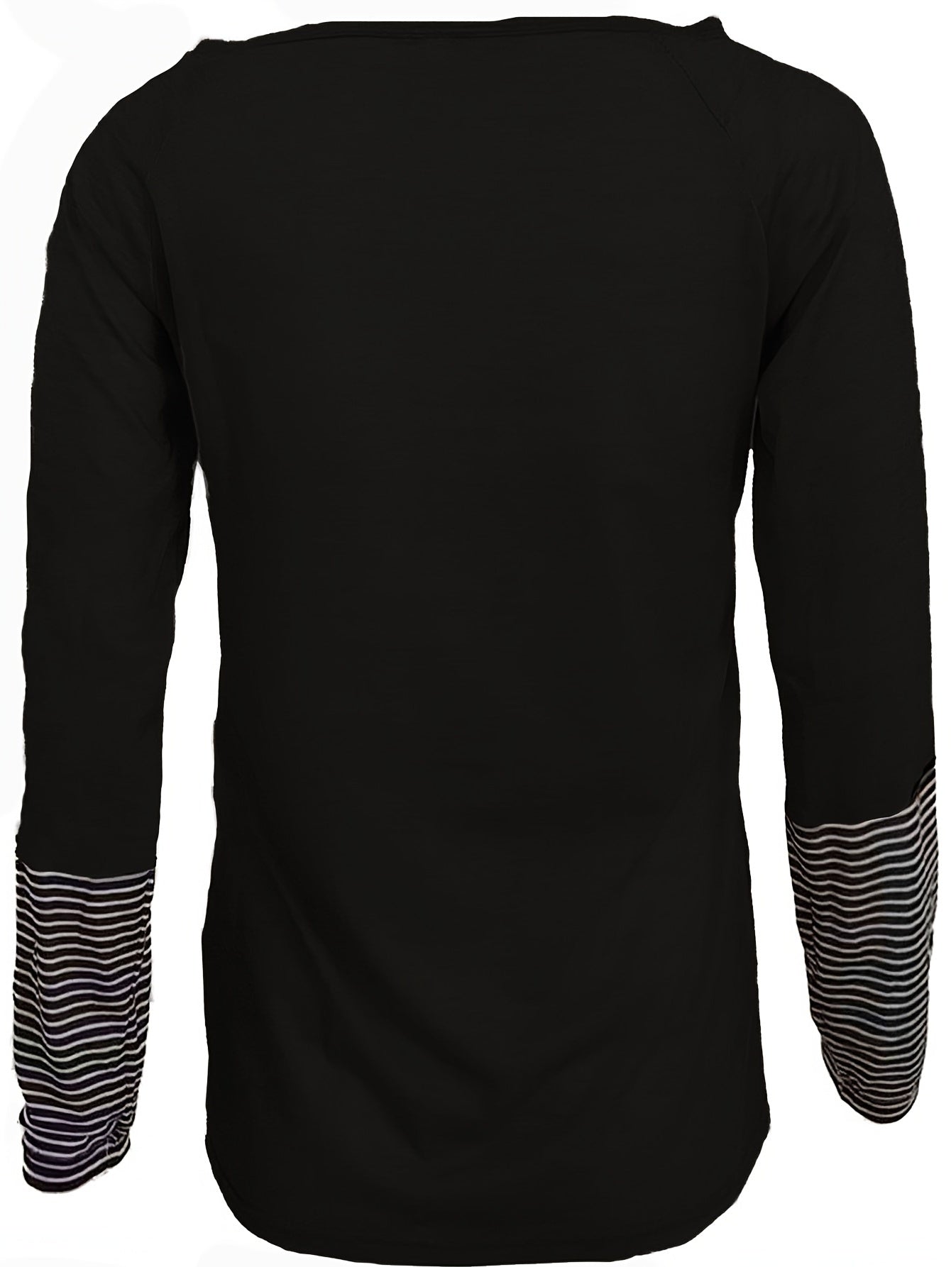 Stiped Button T-Shirt, Crew Neck Long Sleeve T-Shirt, Casual Every Day Tops