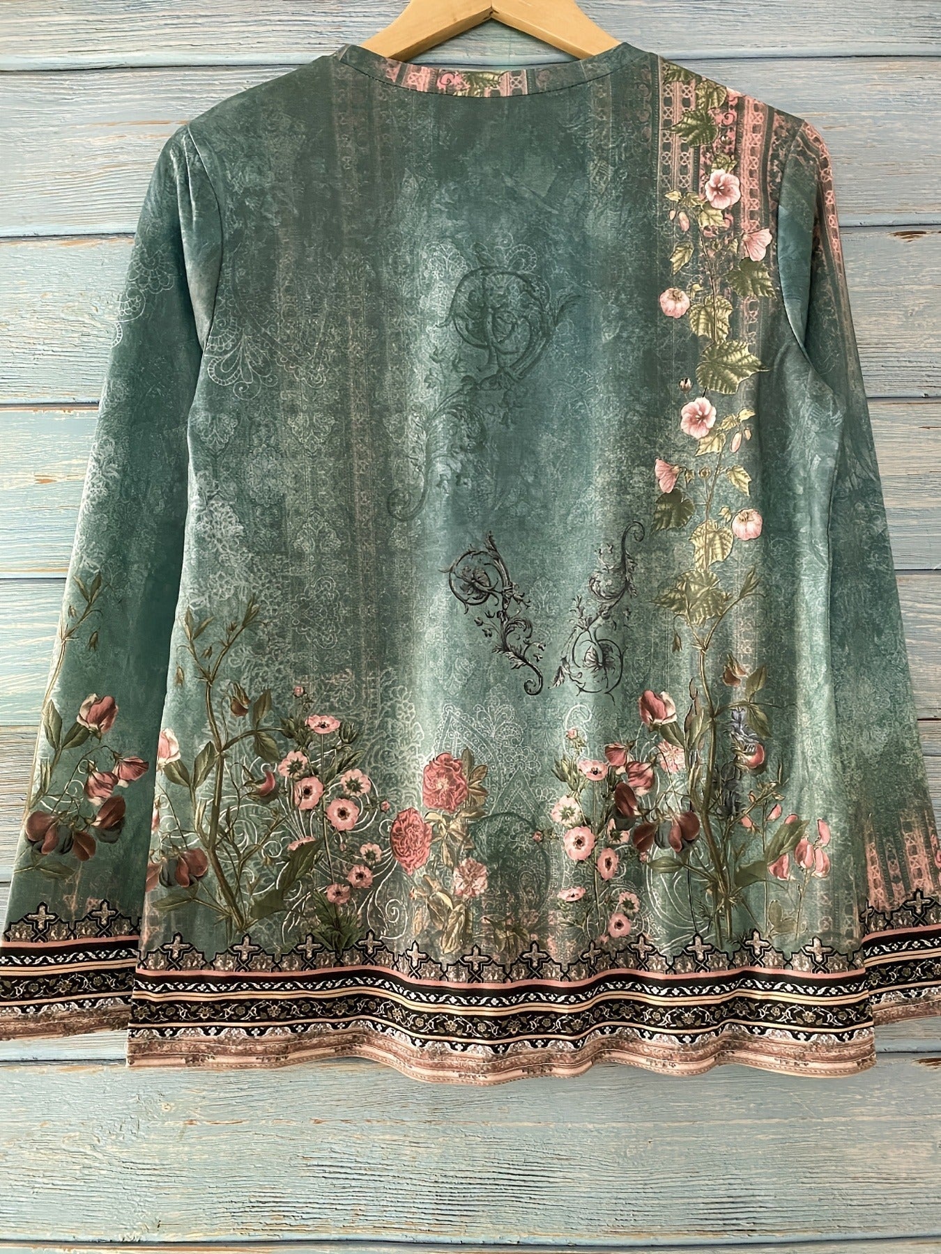Floral Print Crew Neck T-Shirt, Casual Long Sleeve Top