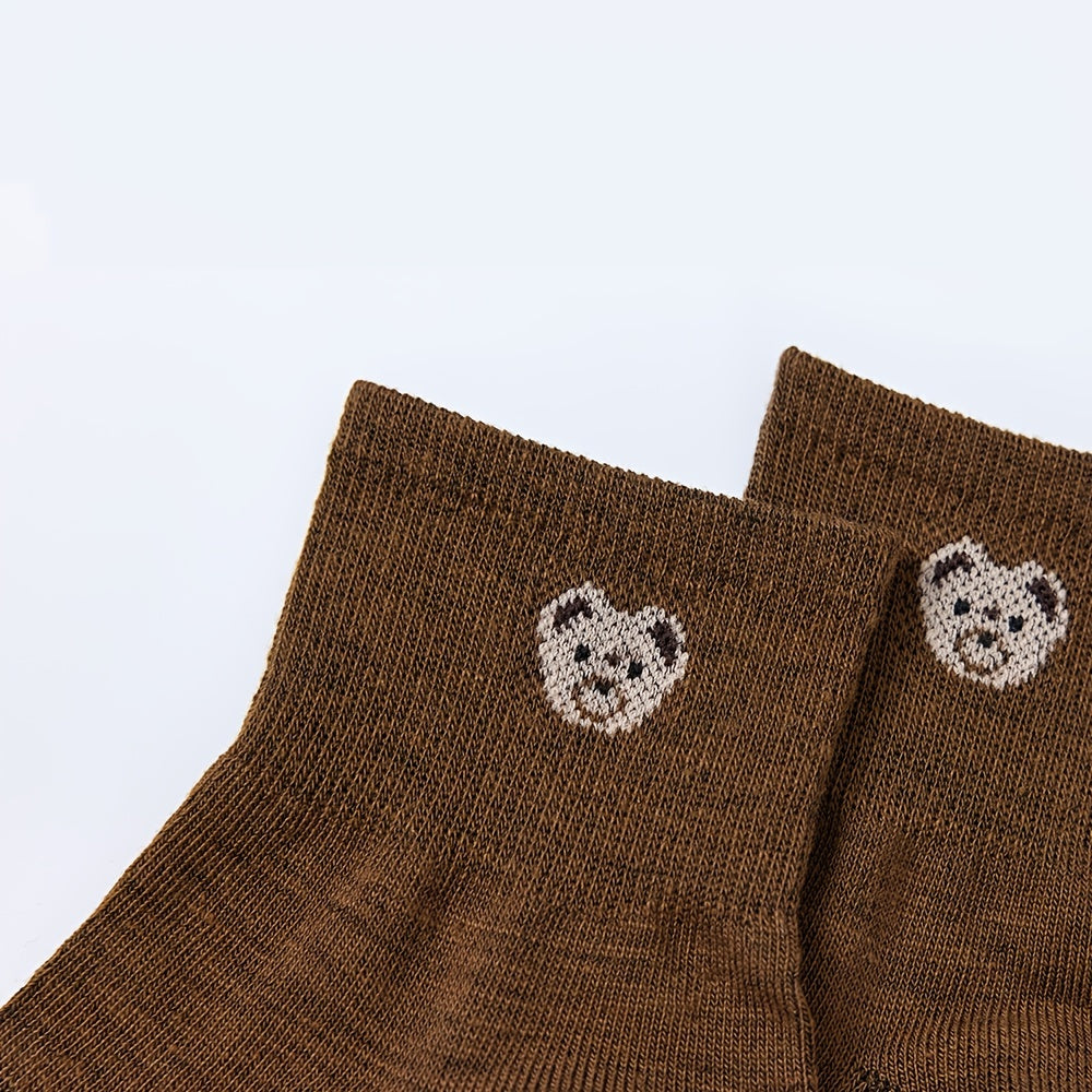5 Pairs Soft Teddy Bear Socks, Crew Length Sock Pack