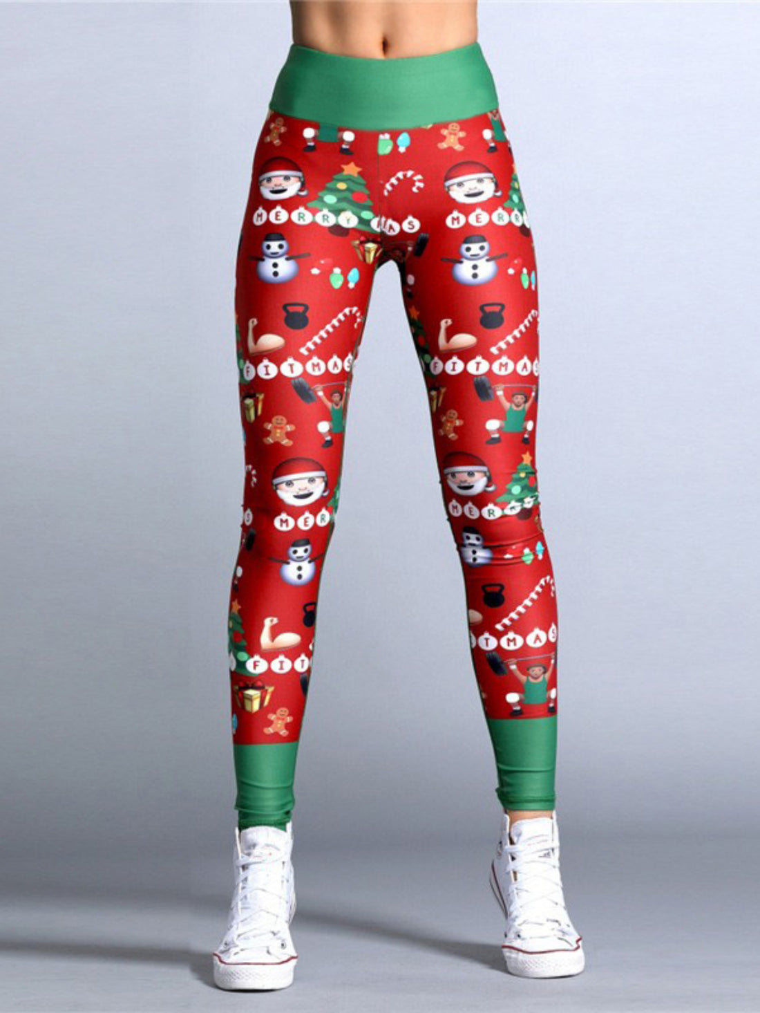 Women's Christmas High Waist Yoga Leggings, Long Length Athletic Pants with Festive Pattern