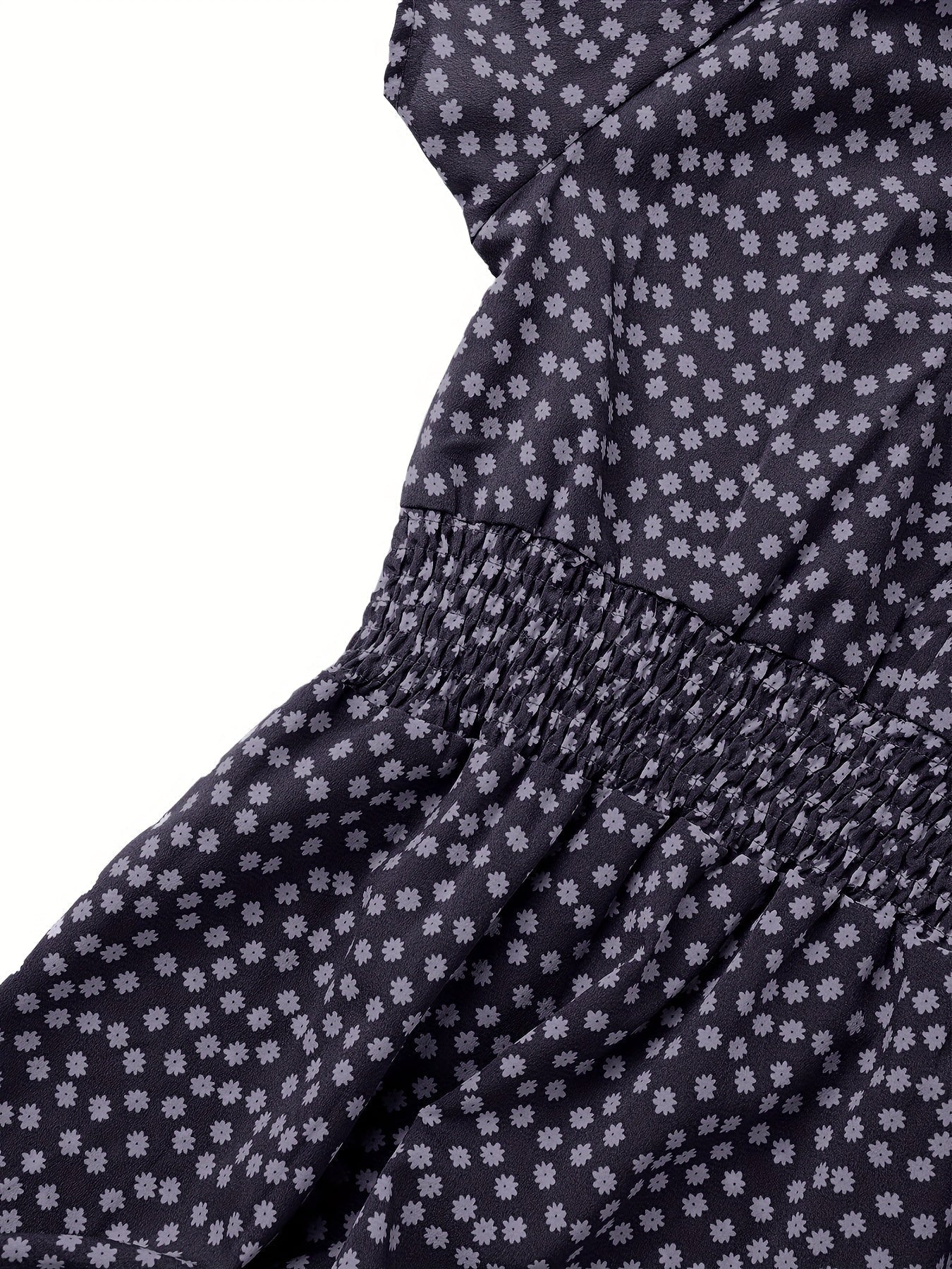 Polka Dot Ruffle Hem Dress, Casual Square Neck Short Sleeve Dress