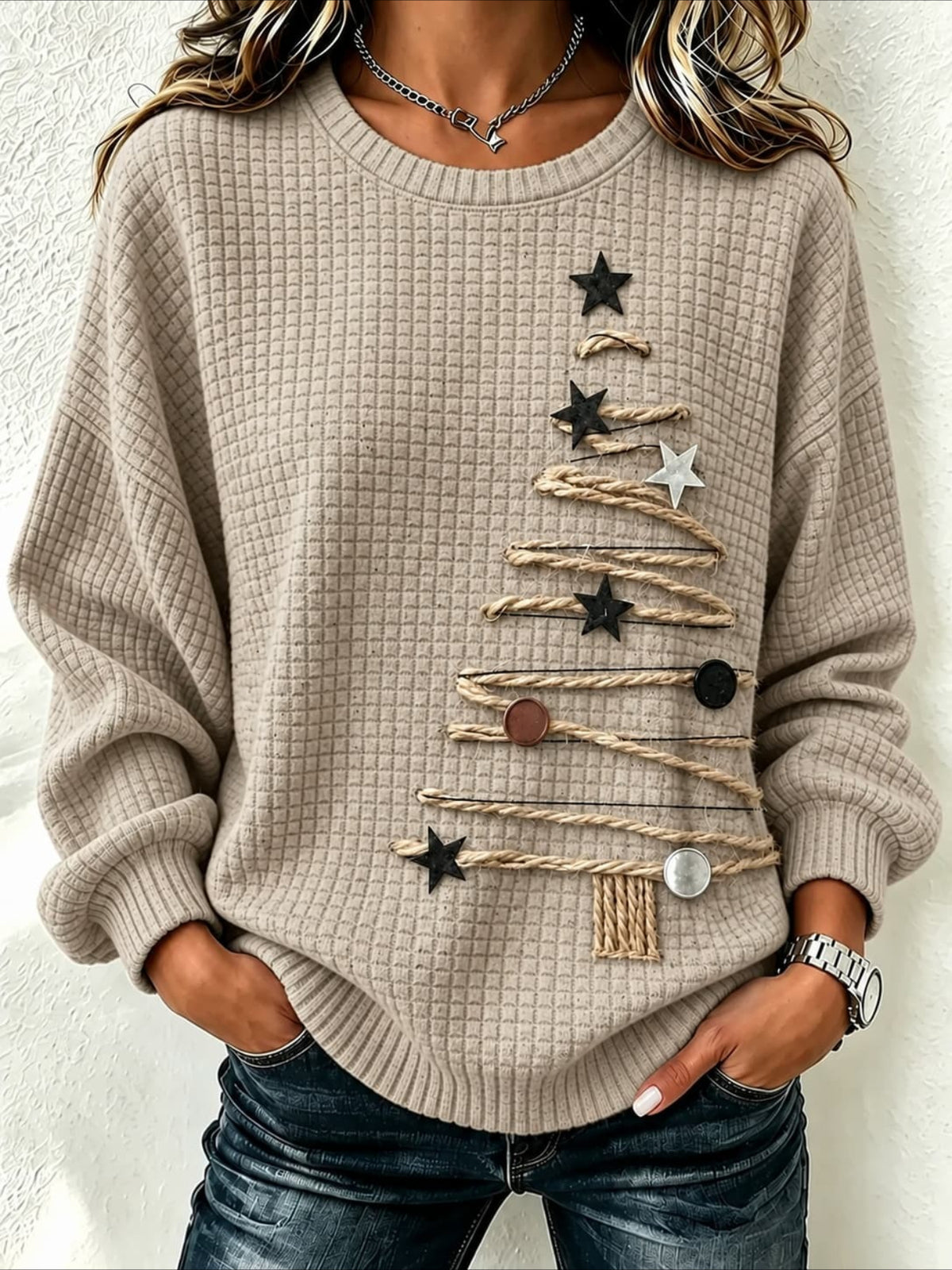 Christmas Tree Casual Crew Neck Regular Fit Sweatshirt