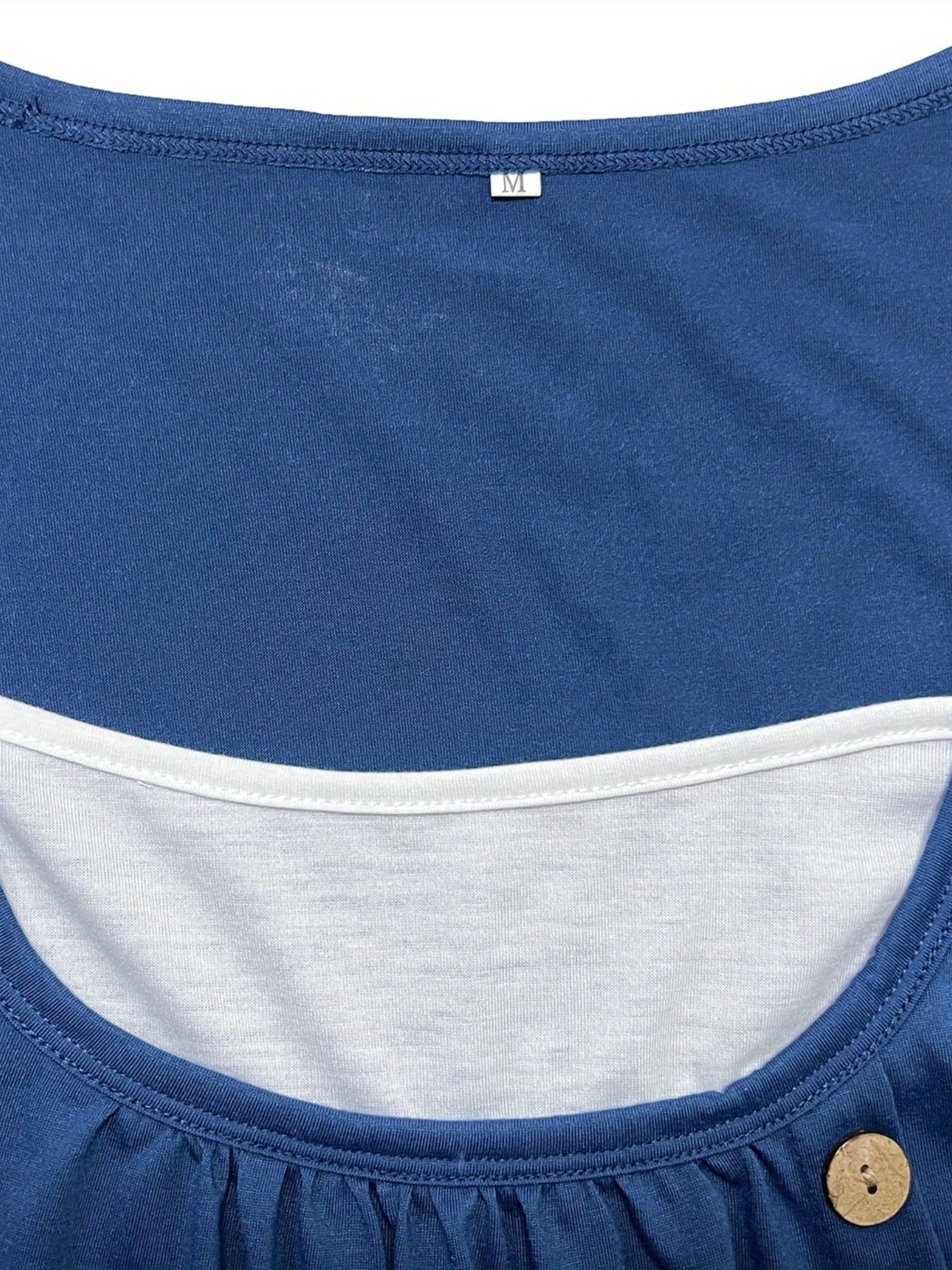 2 In 1 Color Block Button Front T-shirt, Casual Short Sleeve T-Shirt