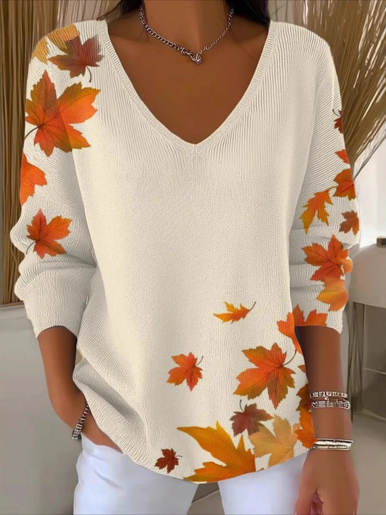 Halloween Women Floral Long Sleeve Comfy Casual Sweater Tee