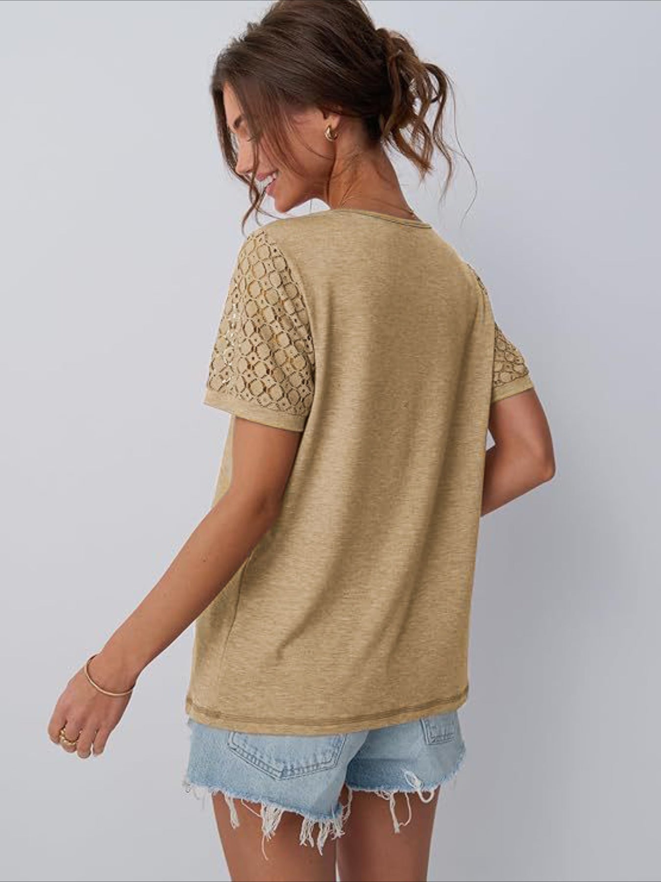 Skeleton Short Sleeve Shirts Lace Tops
