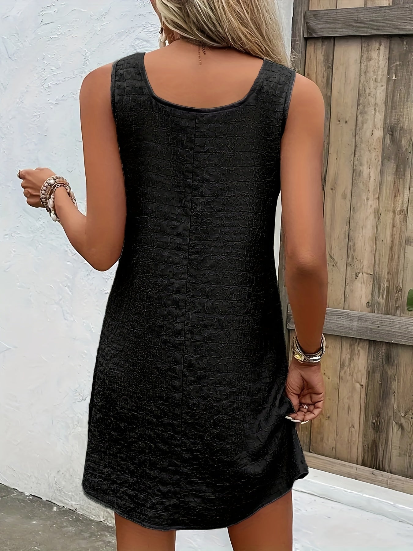Loose Mini Tank Dress, Sleeveless Casual Dress