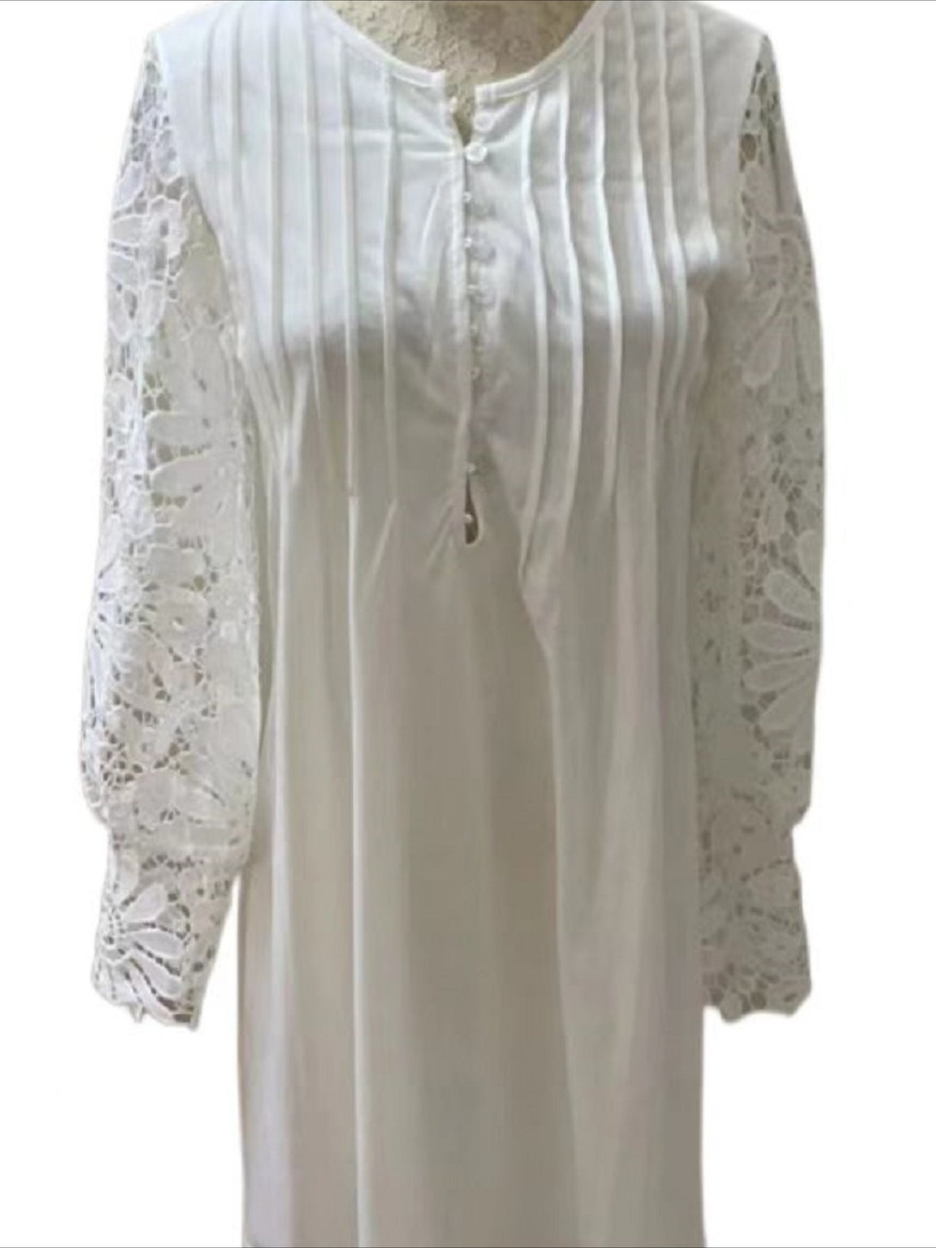 Women's Lace Button Date Vacation Elegant Split Neck Long Sleeve Lantern Sleeve Mini Dress