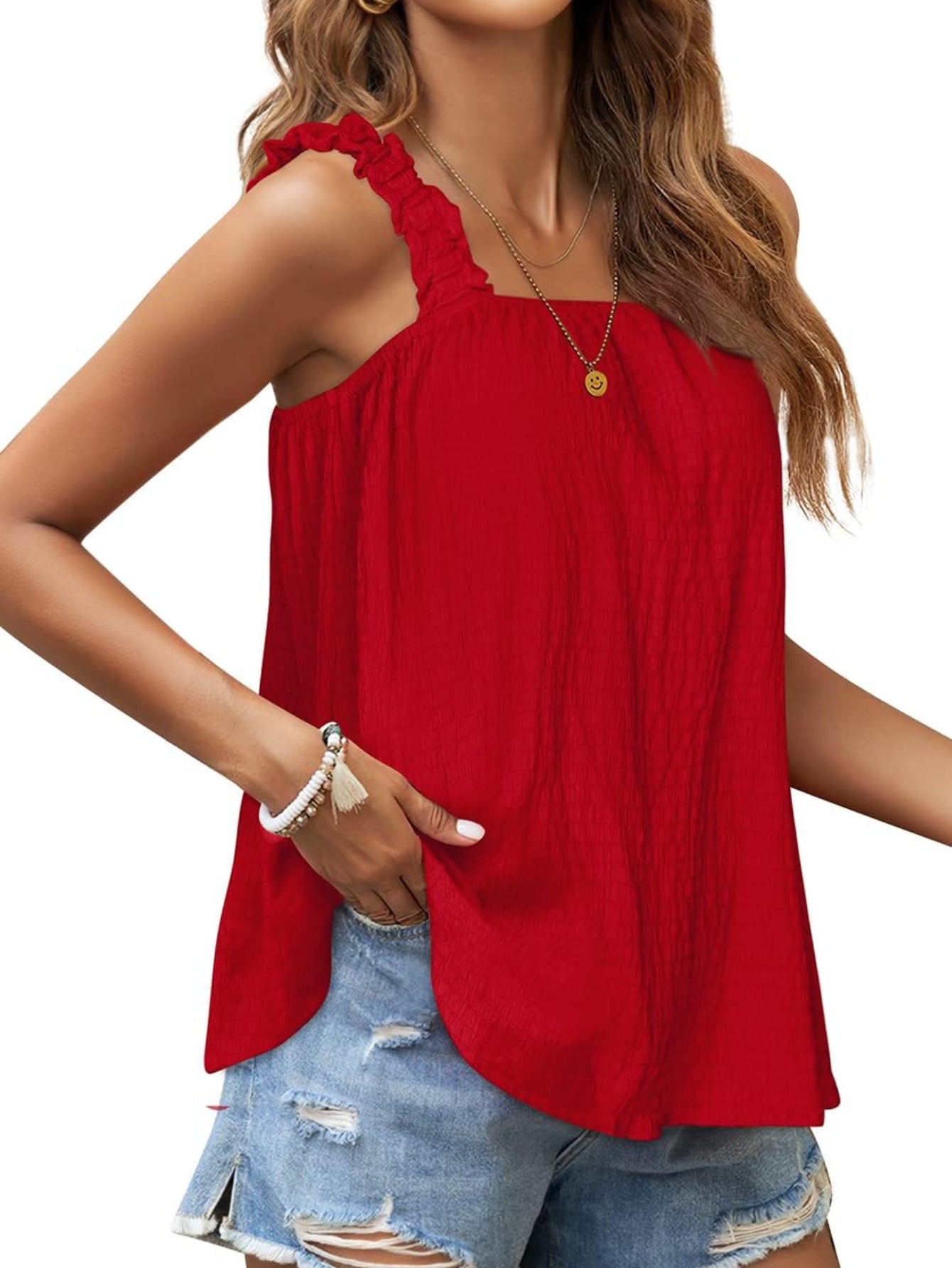 Square Neck Loose Fit Sleeveless Tank Tops