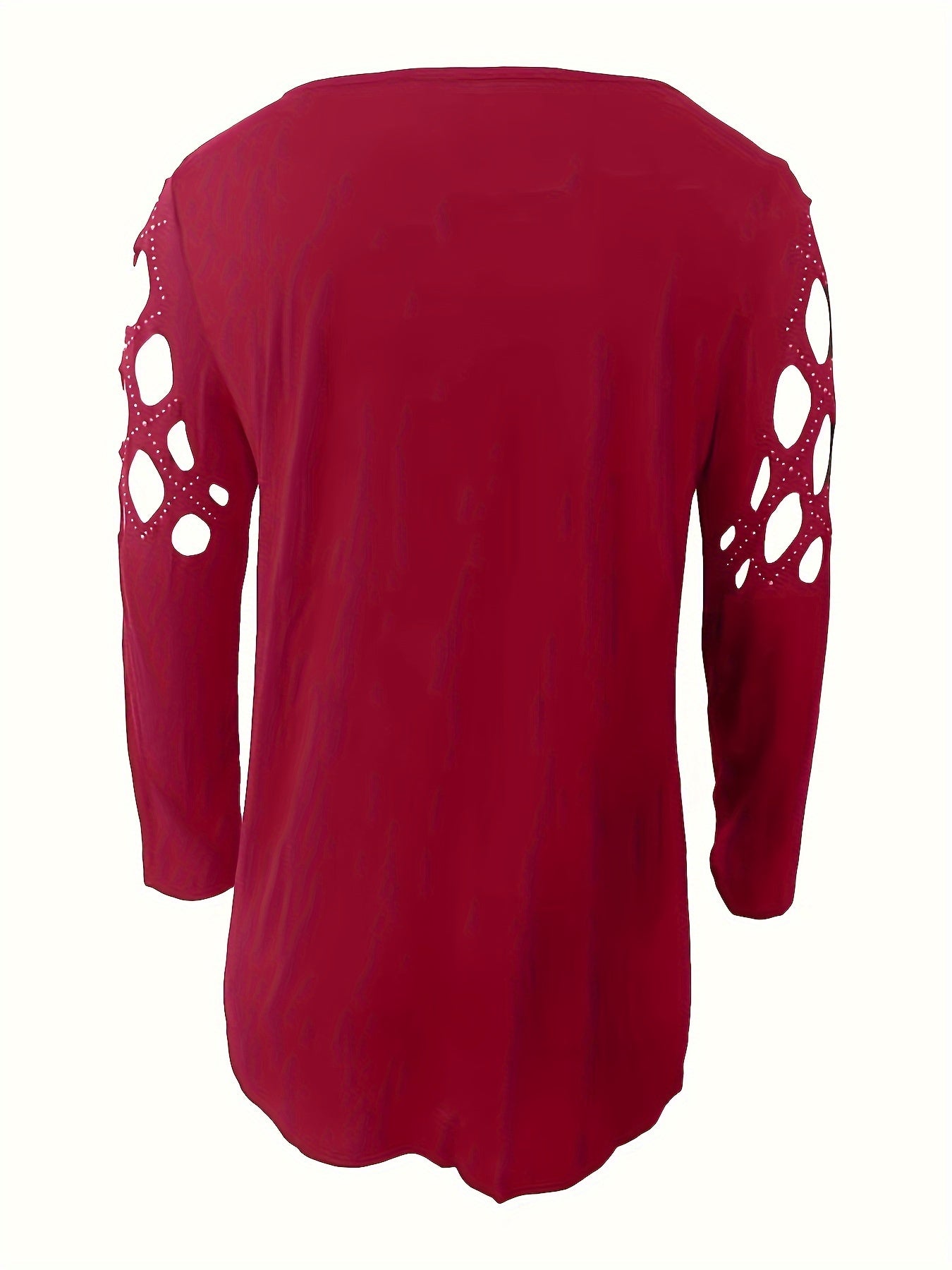 Cutout Zipper Front T-Shirt, Casual V Neck Long Sleeve T-Shirt