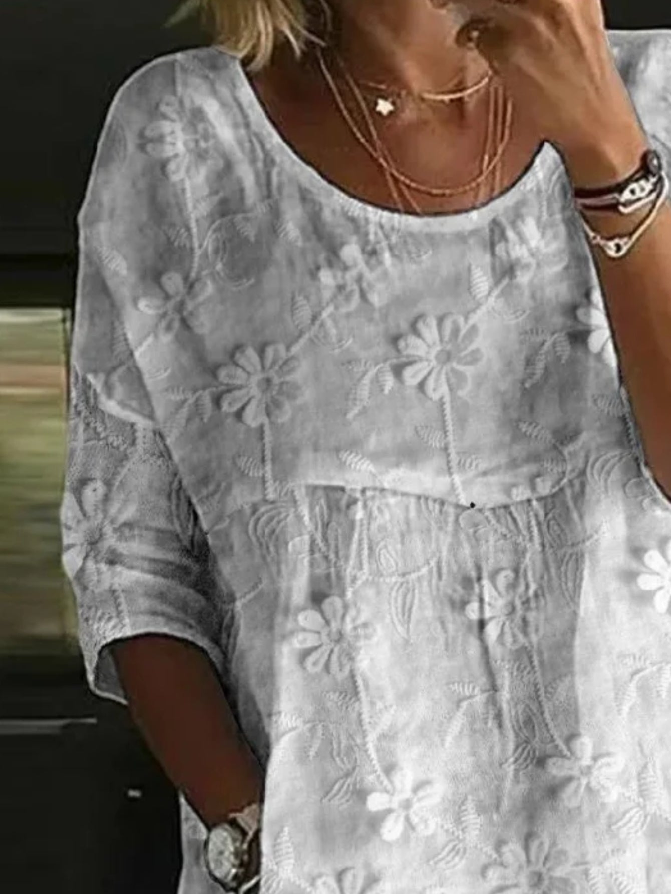 Floral Half Sleeve Shirt Summer Printing Crew Neck Daily Casual Top