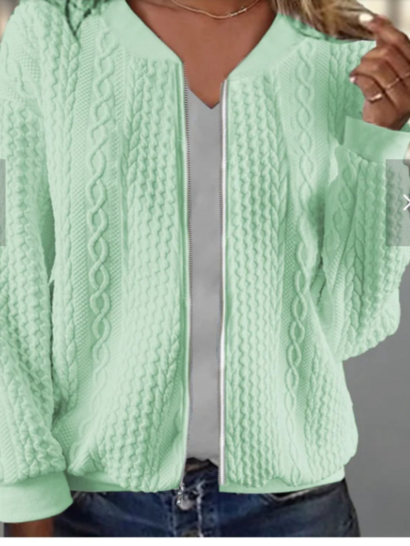 Casual Zipper Plain Loose Bomber Jacket