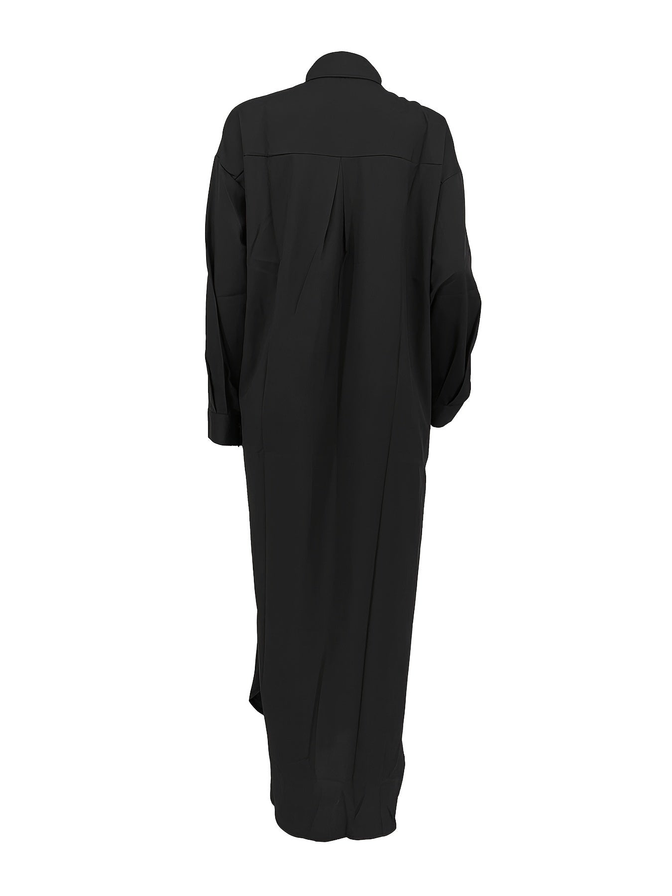 Longline Button Front Shirt, Casual Long Sleeve Shirt