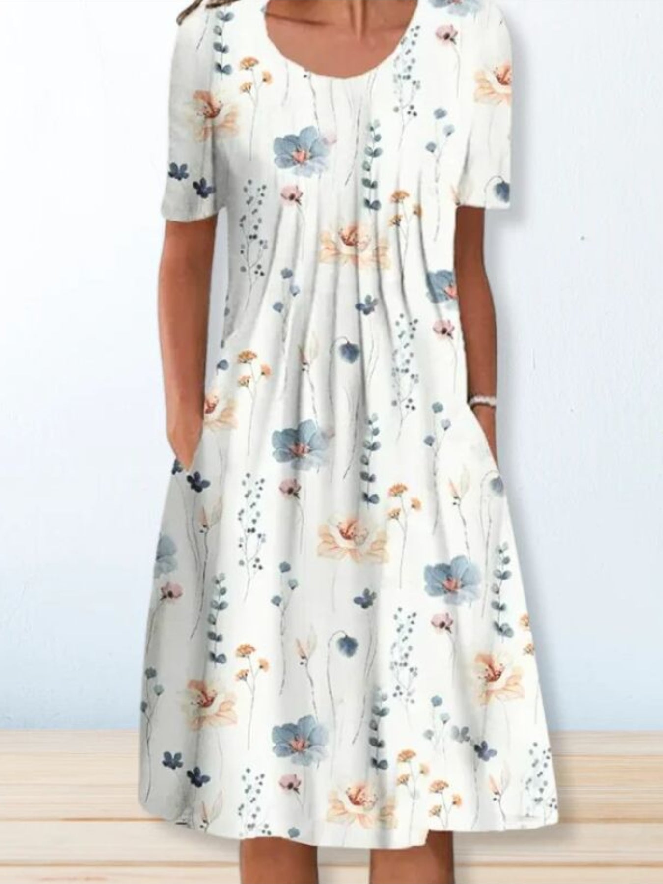 Casual Vacation Commute Floral Print Round Neck Short Sleeve Dress