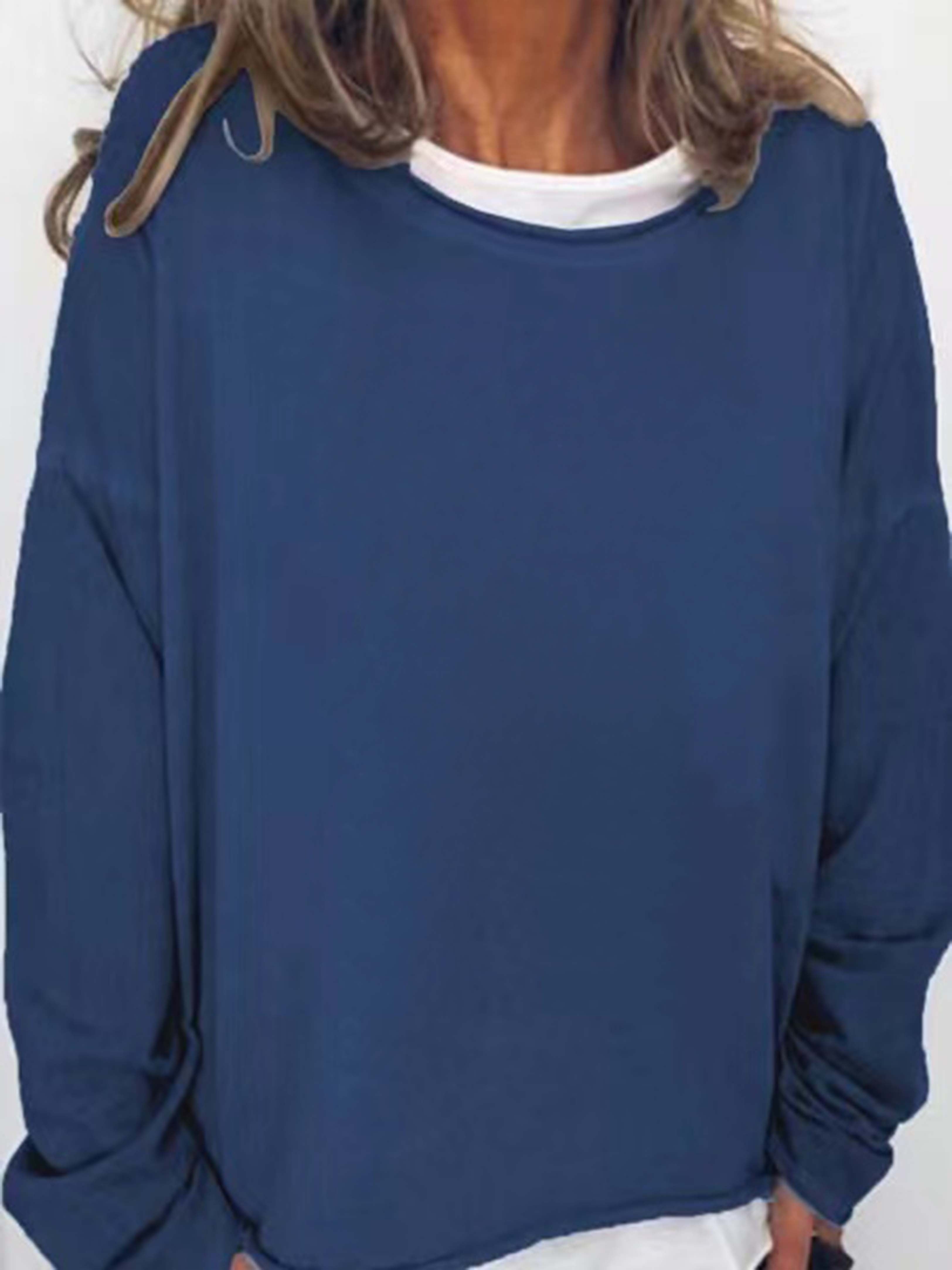 Solid Crew Neck Sweatshirt, Casual Long Sleeve Sweatshirt