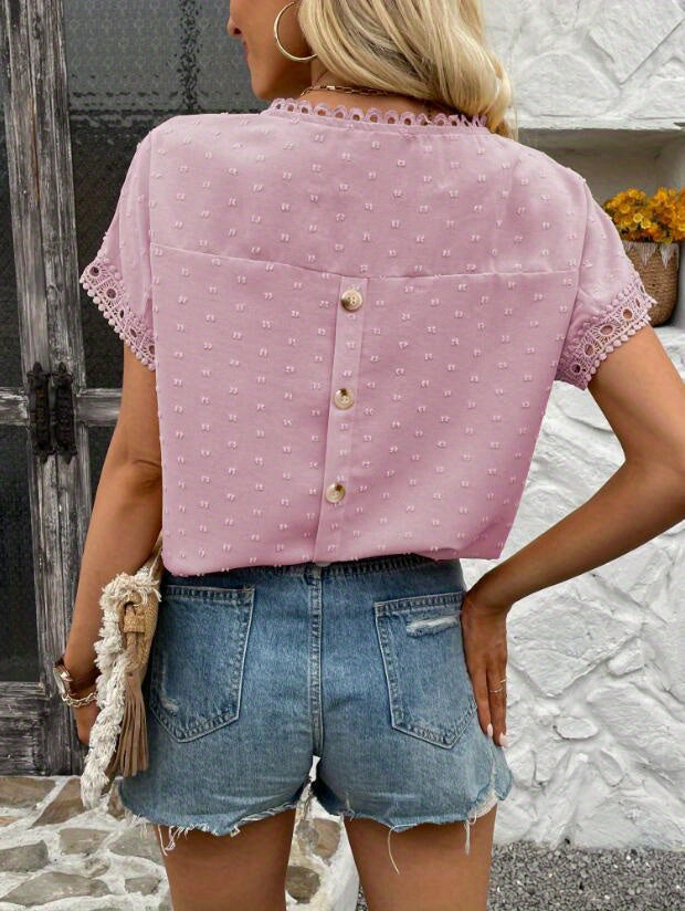 Women's Swiss Dot Embroidered T-Shirt, A Stylish and Comfortable Everyday Top