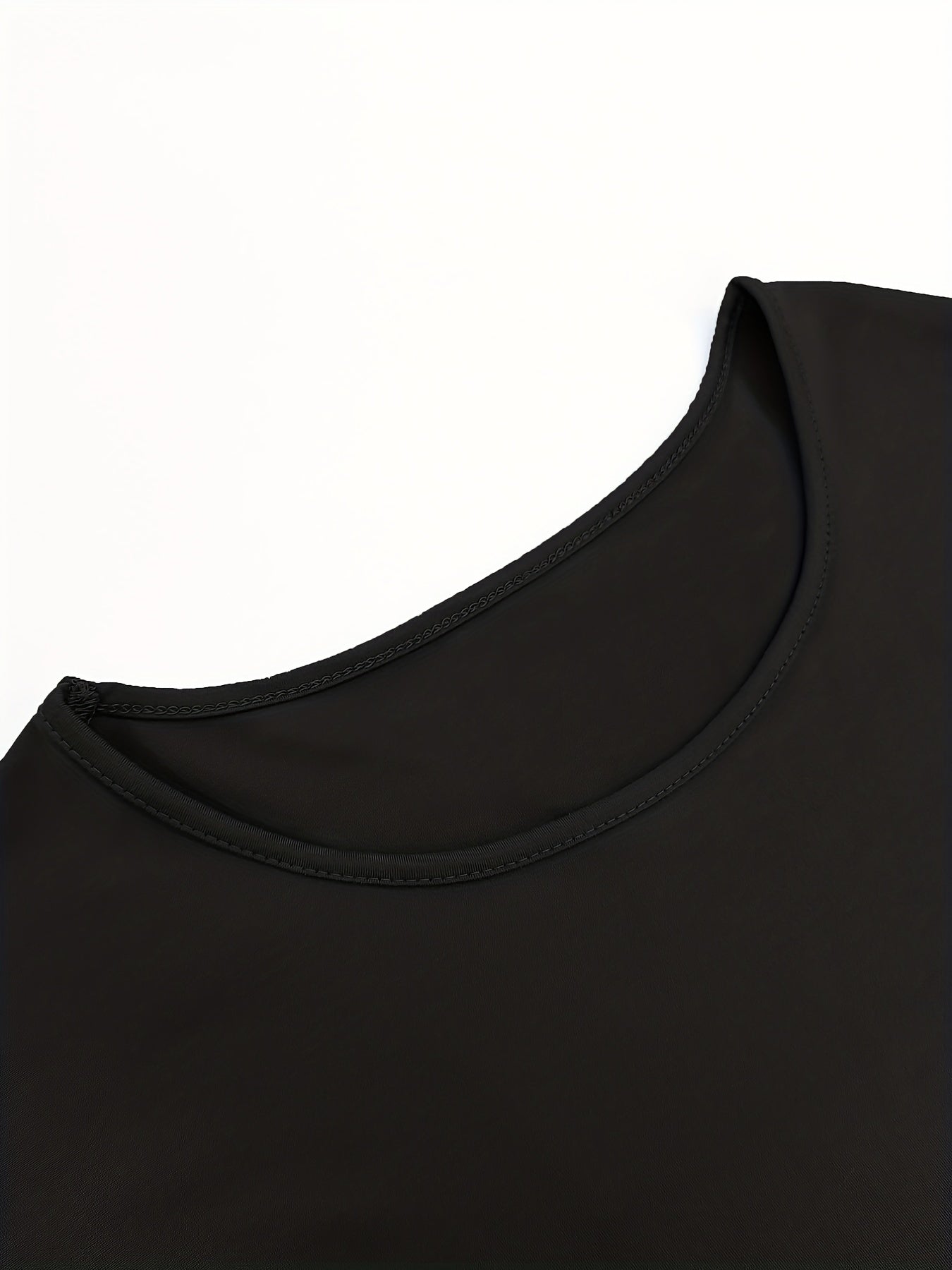 Fringe Hem Solid  T-Shirt, Crew Neck Short Sleeve T-Shirt