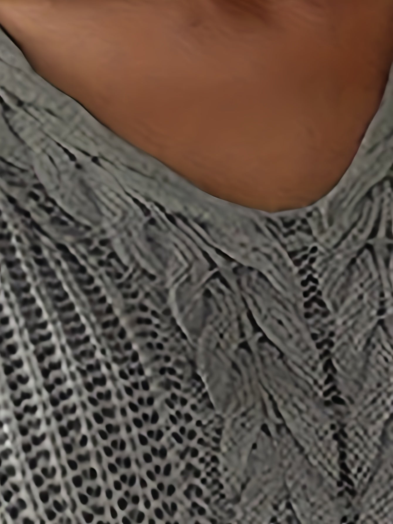 Cable Knit V Neck Sweater, Casual Long Sleeve Sweater