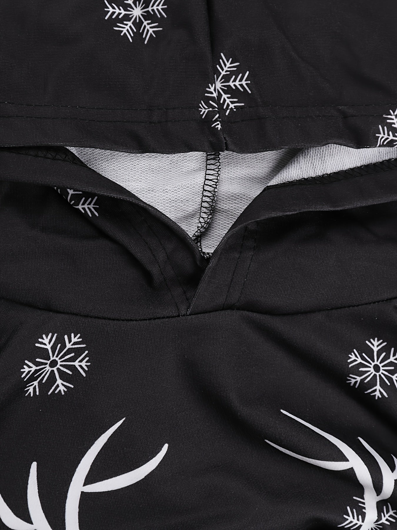 Christmas Print Casual Hoodie Dress Long Sleeve Hooded Dress