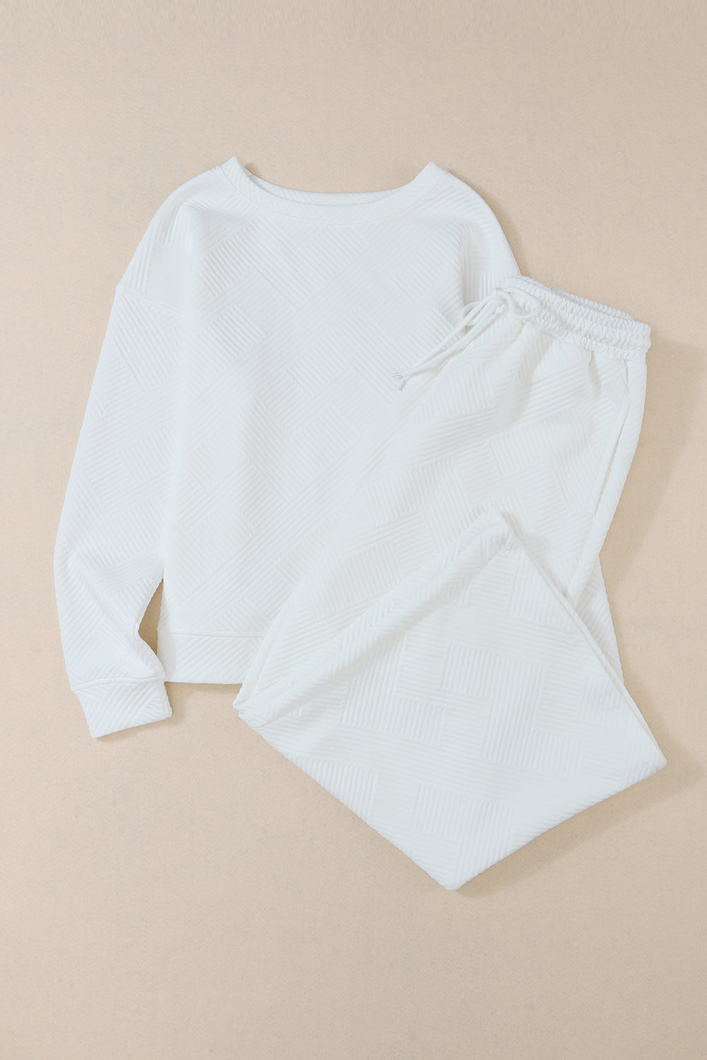 White Ultra Loose Textured 2pcs Slouchy Outfit