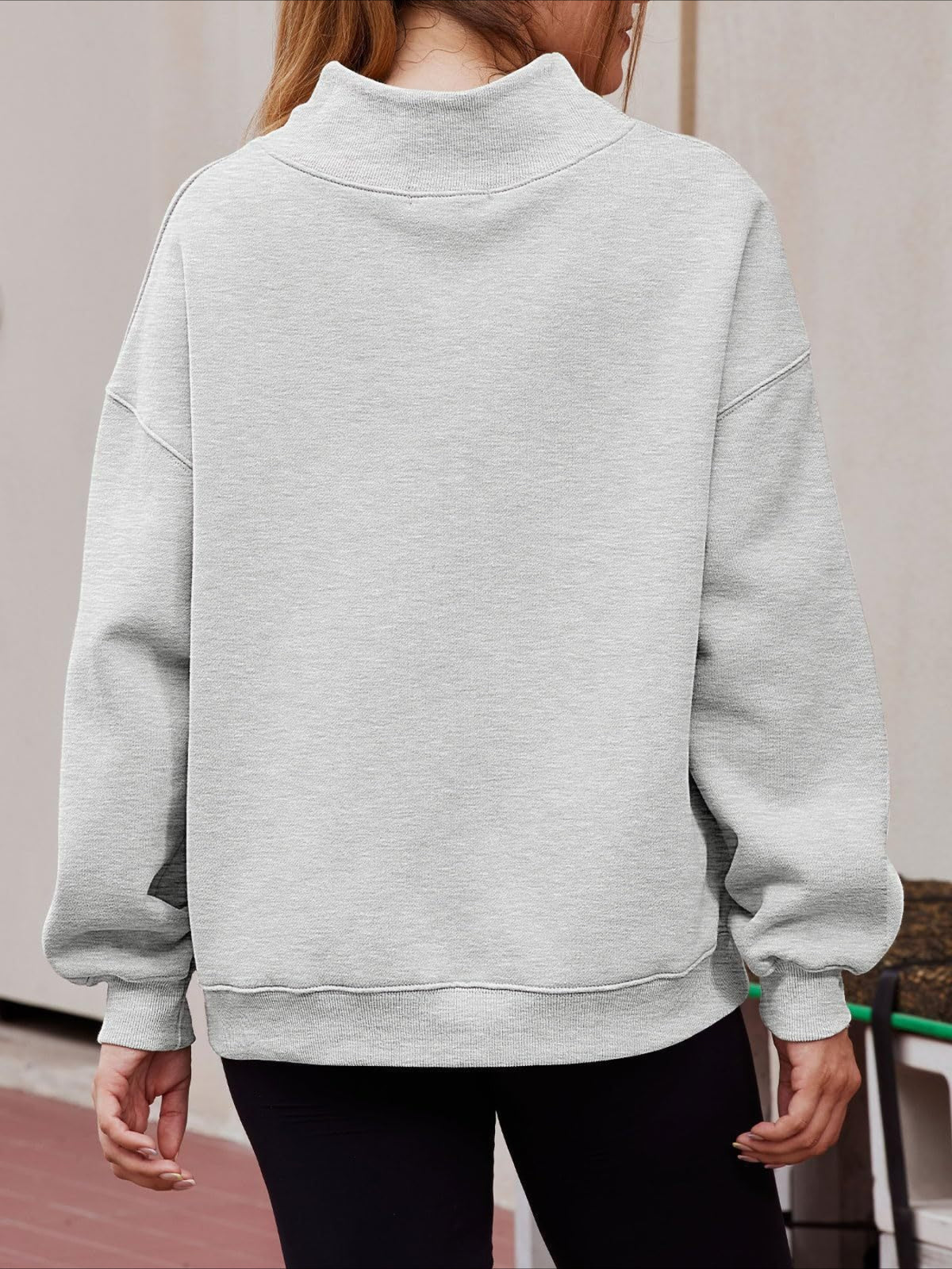 Oversized Mock Neck Drop Shoulder Sweatshirt