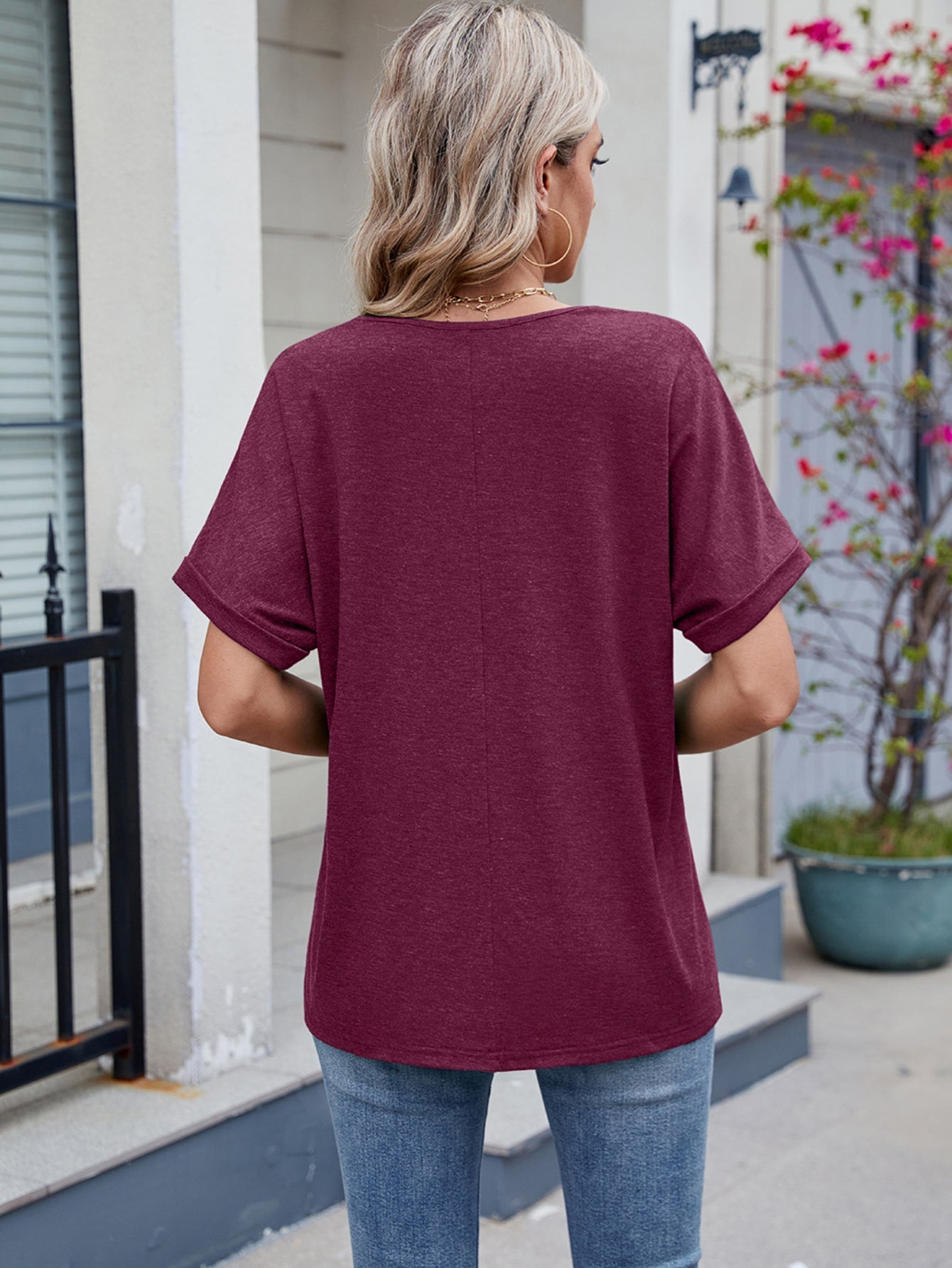 Tooluck Women'S T-Short Sleeve V-Neck T-Shirt Top