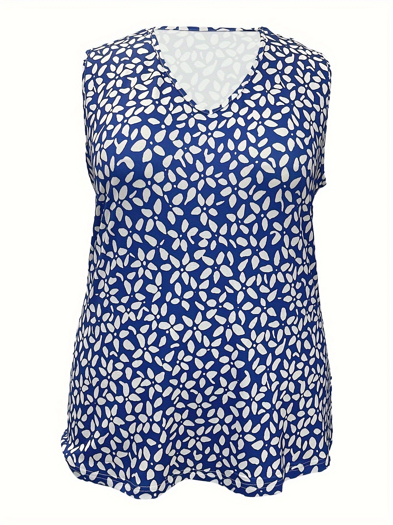 Floral Print Tank Top, Casual Sleeveless V Neck Top