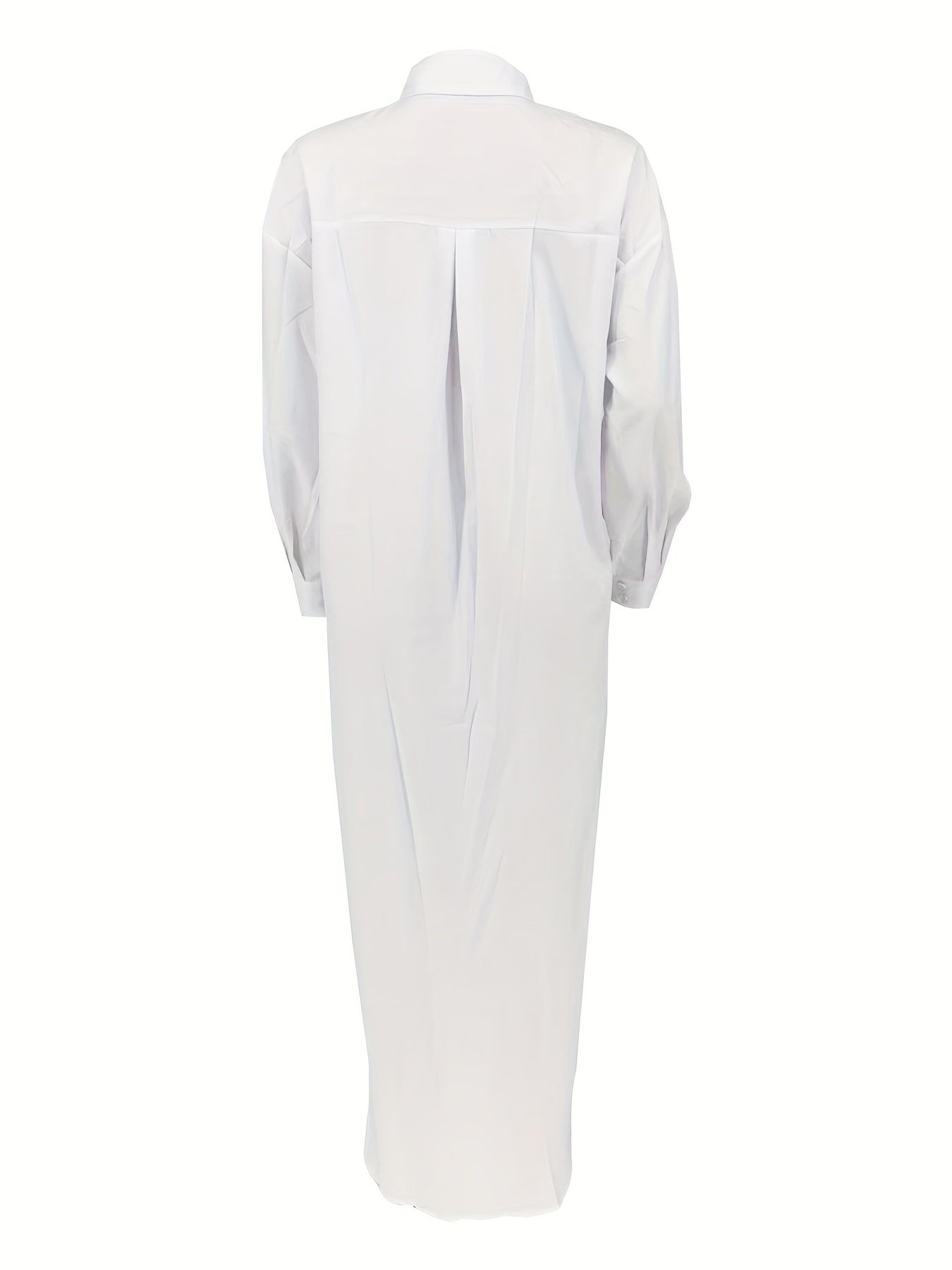 Longline Button Front Shirt, Casual Long Sleeve Shirt
