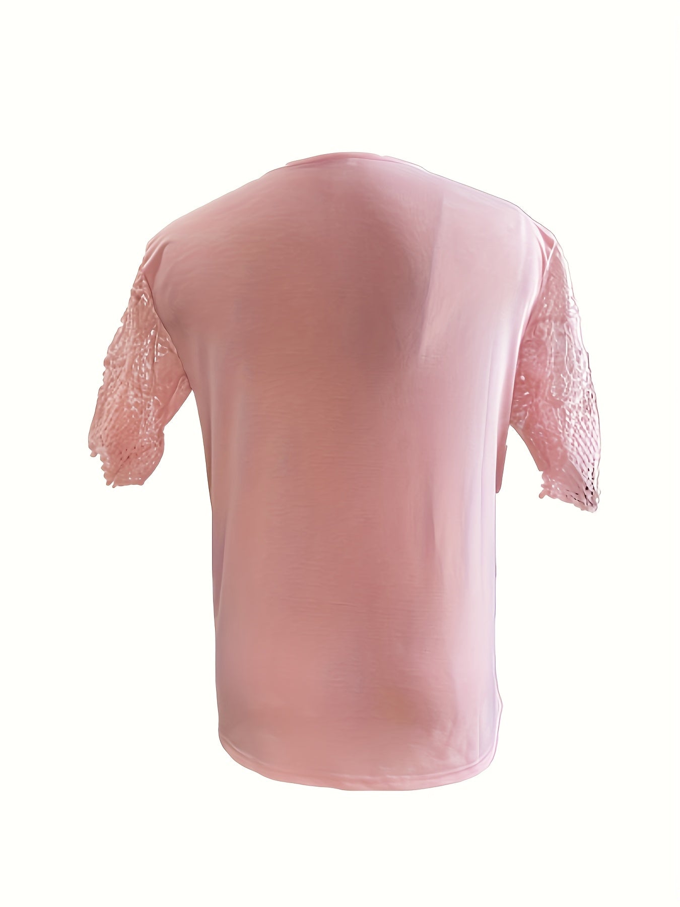 Pure Color Lace Patchwork Short Sleeve T-shirt