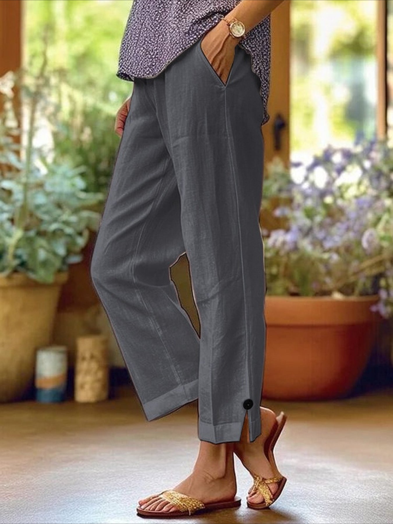 Elastic Waist H-Line Harem Pants Daily Going Out Pants