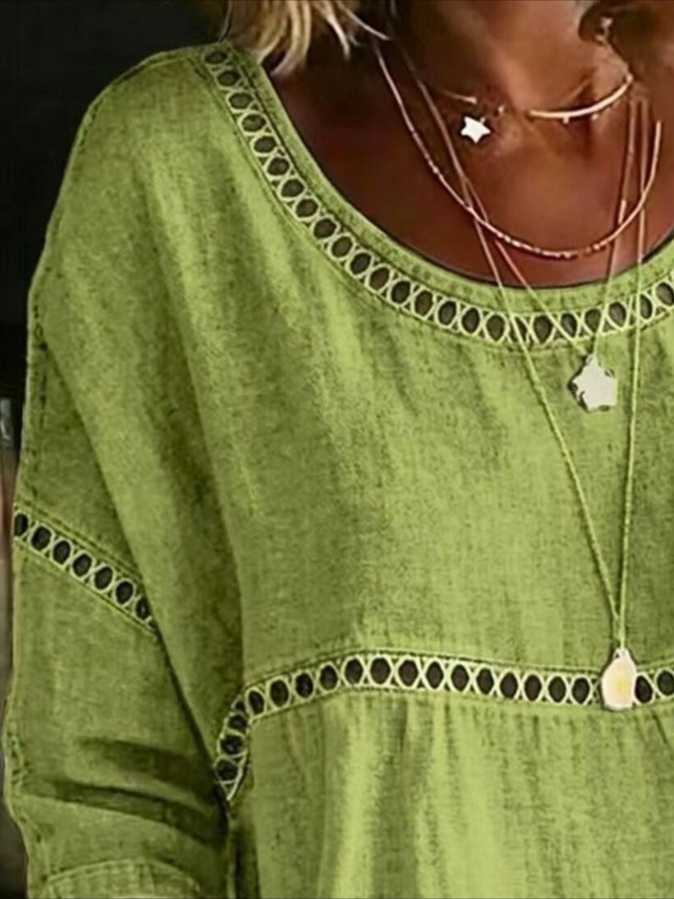 Printed Mid Sleeve Pleated Round Neck Top
