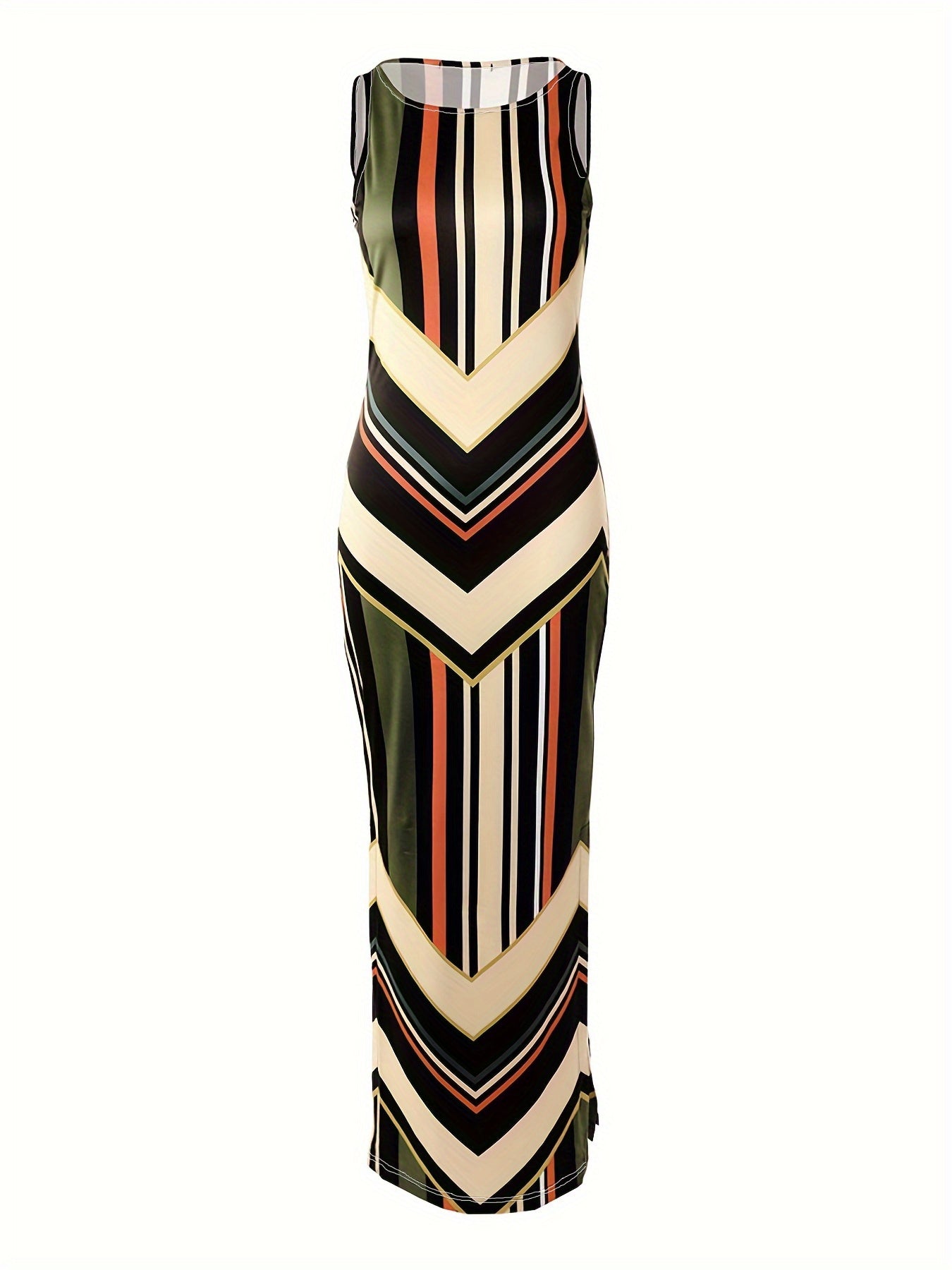 Sleeveless Maxi Dress, Side Slit Casual Dres
