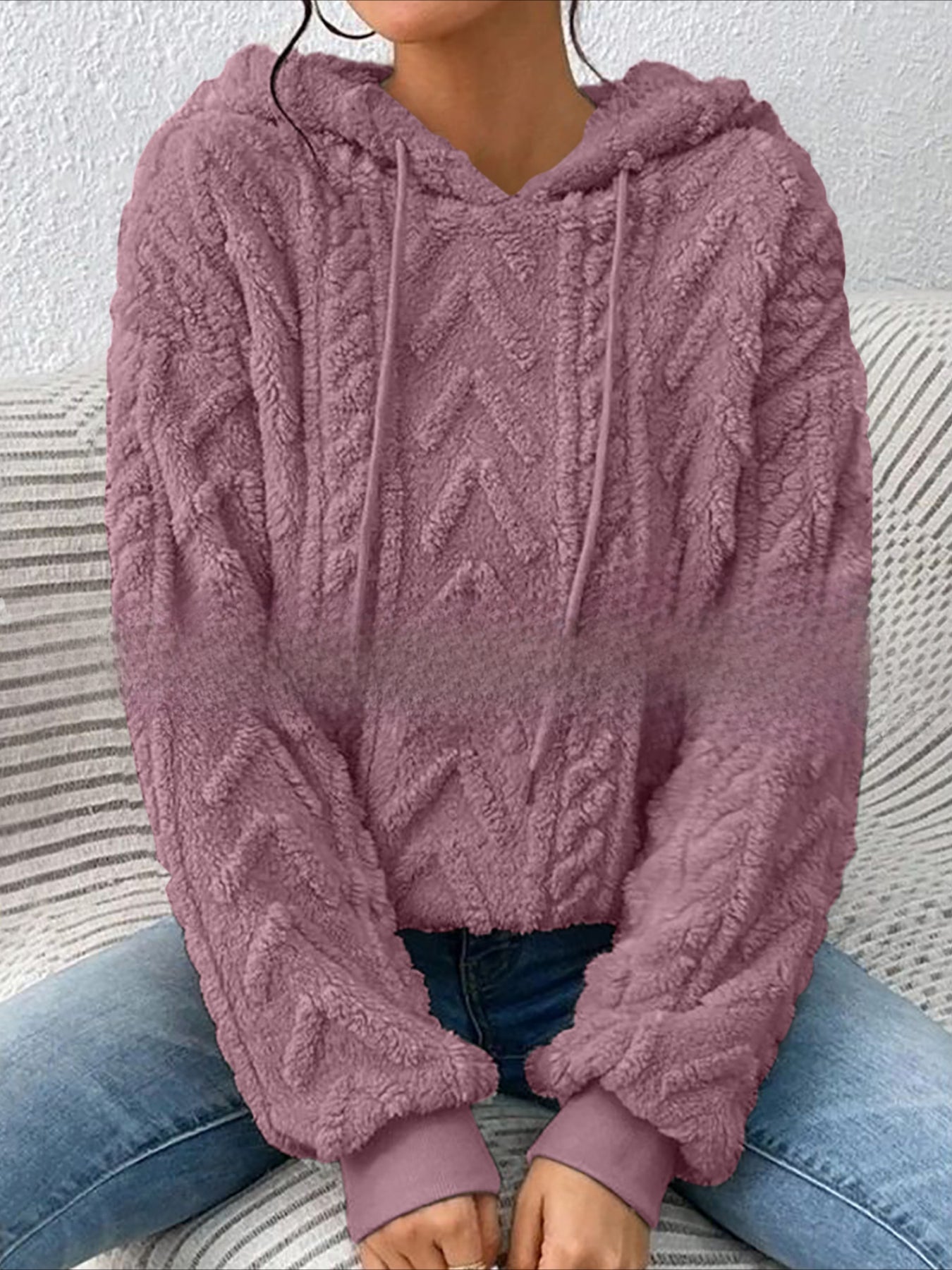 Cozy Fleece Hoodie - Soft Medium Stretch Polyester, Long Sleeve Drawstring, Machine Washable