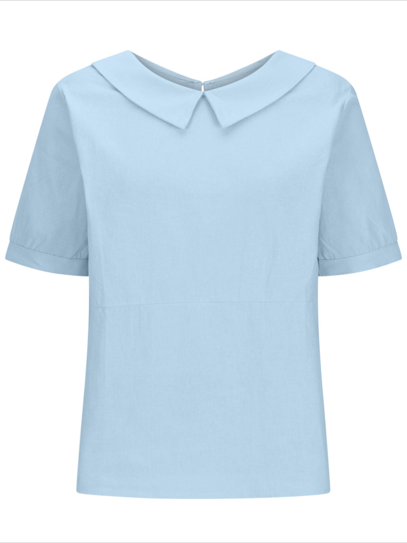 Solid Color Loose Lapel Short Sleeve Cotton Top
