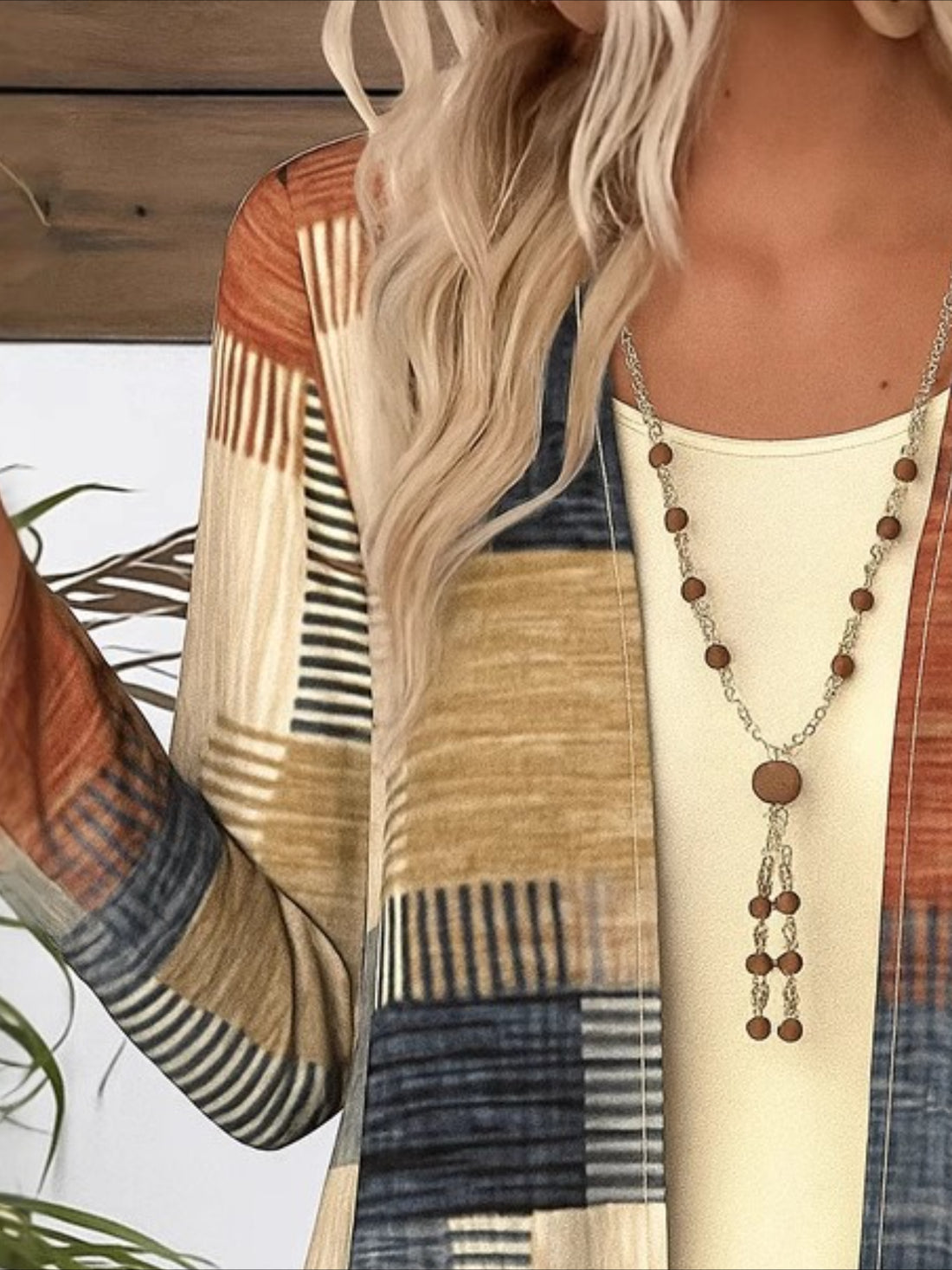 V Neck Long Sleeve Geometric Regular Micro-Elasticity Regular Fit Blouse