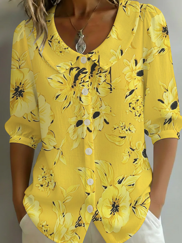 Crew Neck Short Sleeve Patterns Regular Loose Shirt