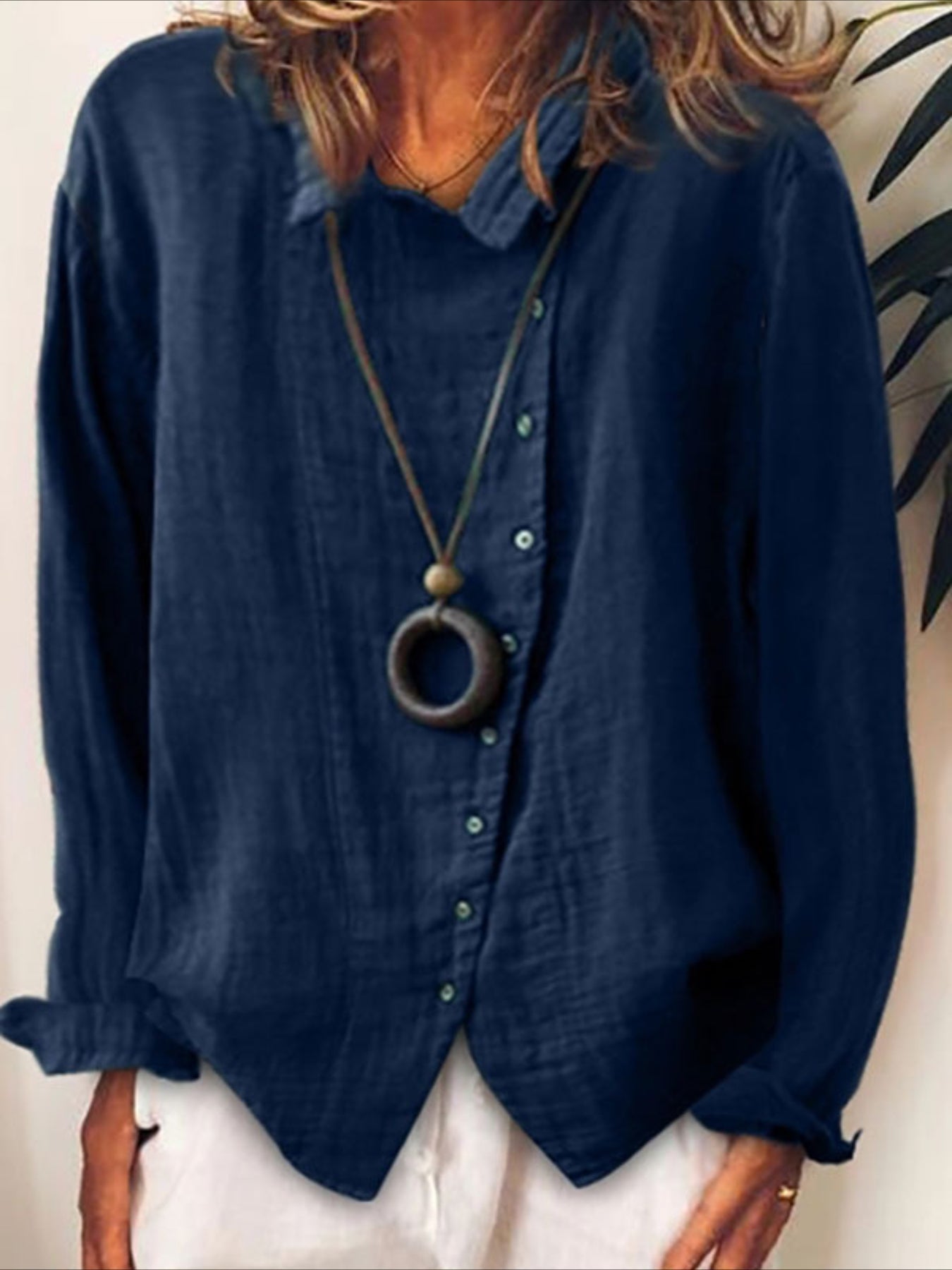 Solid Color Long Sleeve Button Casual Shirt