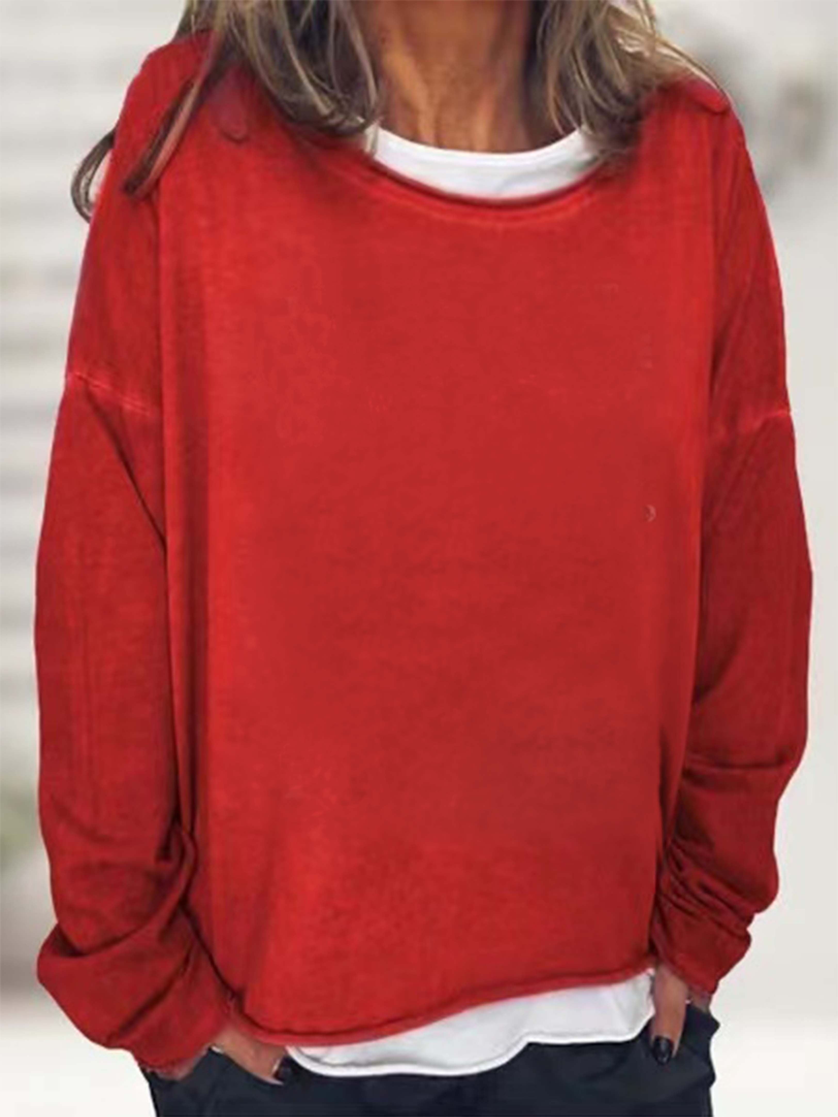 Solid Crew Neck Sweatshirt, Casual Long Sleeve Sweatshirt