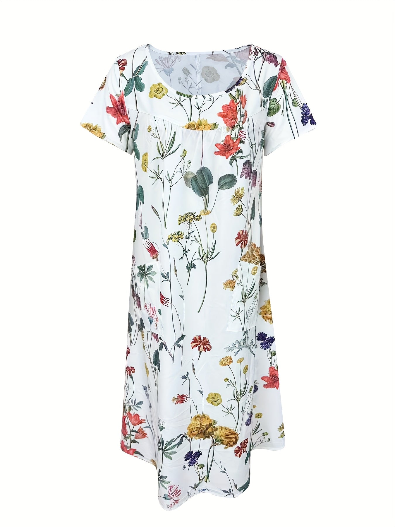 Casual Vacation Commute Floral Print Round Neck Short Sleeve Dress