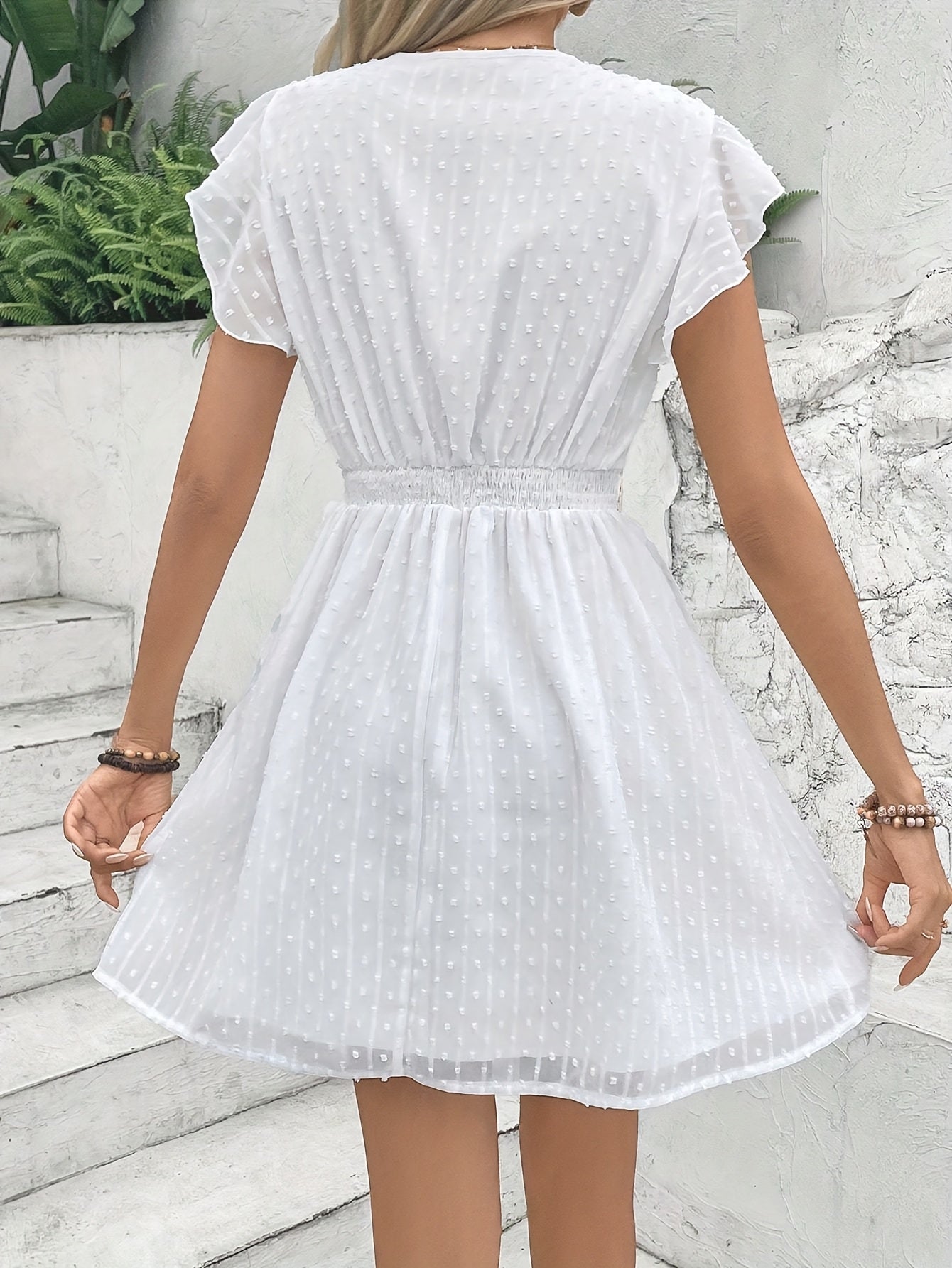 Elegant French Lace V-Neck A-Line Sleeveless Dress