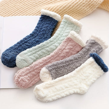 Free Gift Thickened Fuzzy Socks, Comfy & Warm Mid Tube Socks, Women's Stockings & Hosiery